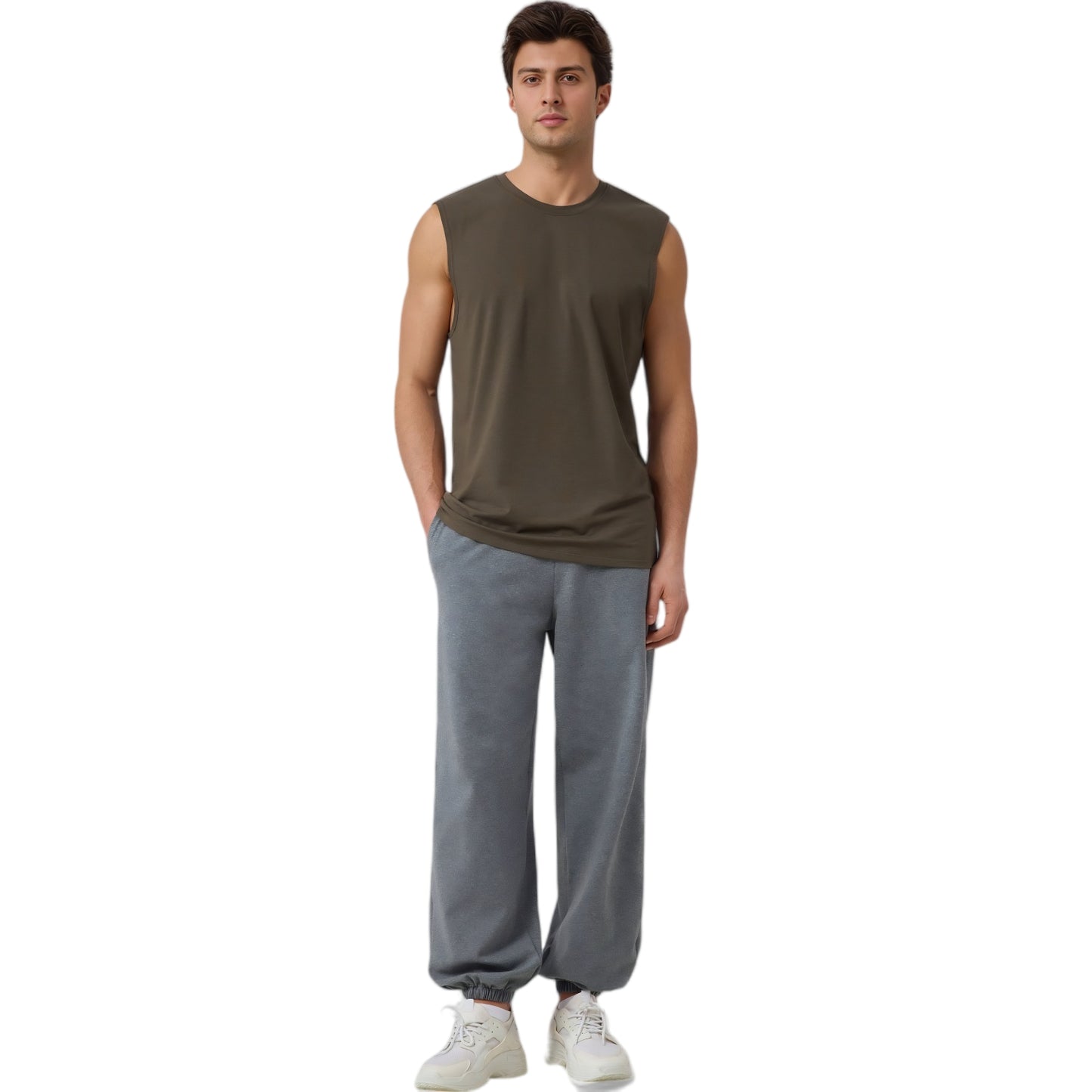 Anna-Kaci Active Men's Sleeveless Crew Neck Ribbed Tank Top with Relaxed Fit and Stretch Fabric