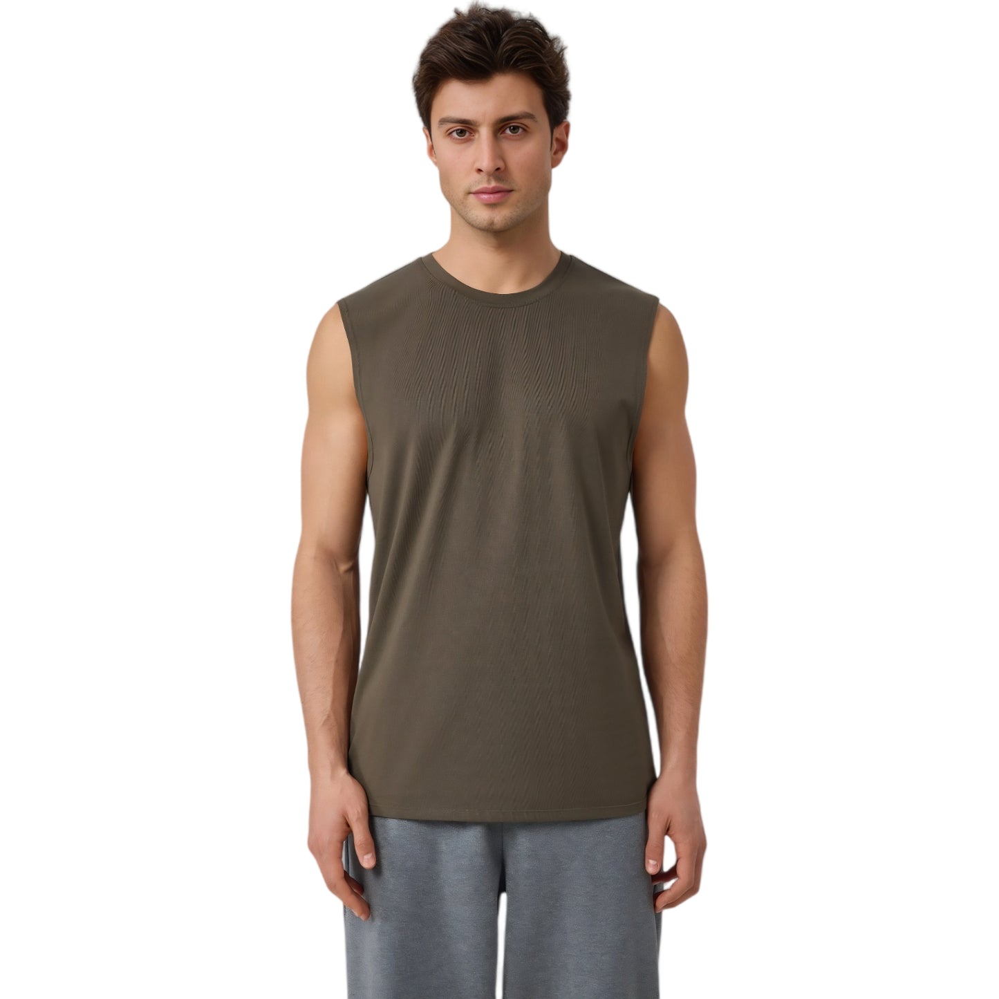 Anna-Kaci Active Men's Sleeveless Crew Neck Ribbed Tank Top with Relaxed Fit and Stretch Fabric