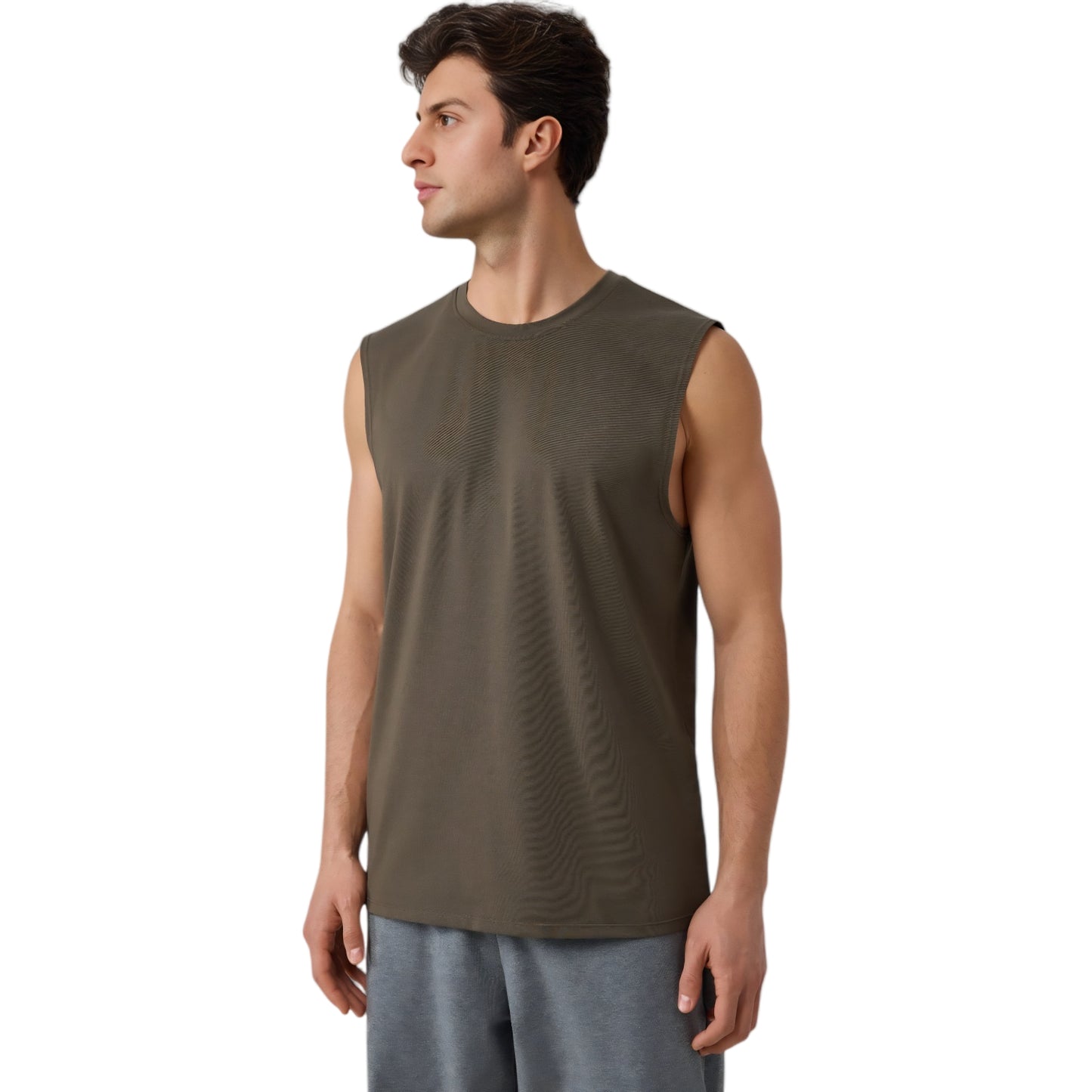 Anna-Kaci Active Men's Sleeveless Crew Neck Ribbed Tank Top with Relaxed Fit and Stretch Fabric