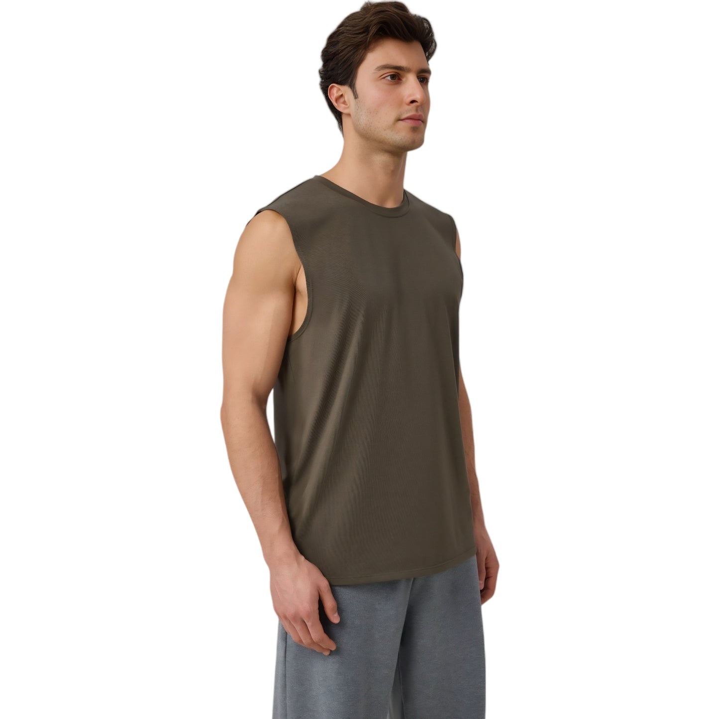 Anna-Kaci Active Men's Sleeveless Crew Neck Ribbed Tank Top with Relaxed Fit and Stretch Fabric