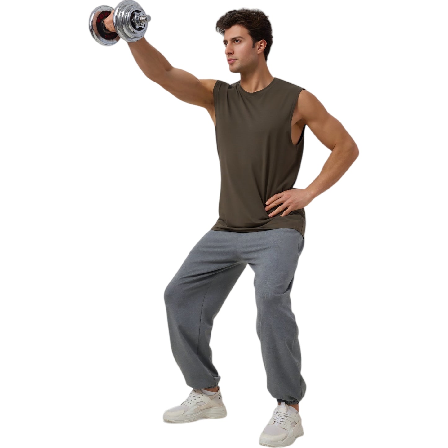 Anna-Kaci Active Men's Sleeveless Crew Neck Ribbed Tank Top with Relaxed Fit and Stretch Fabric