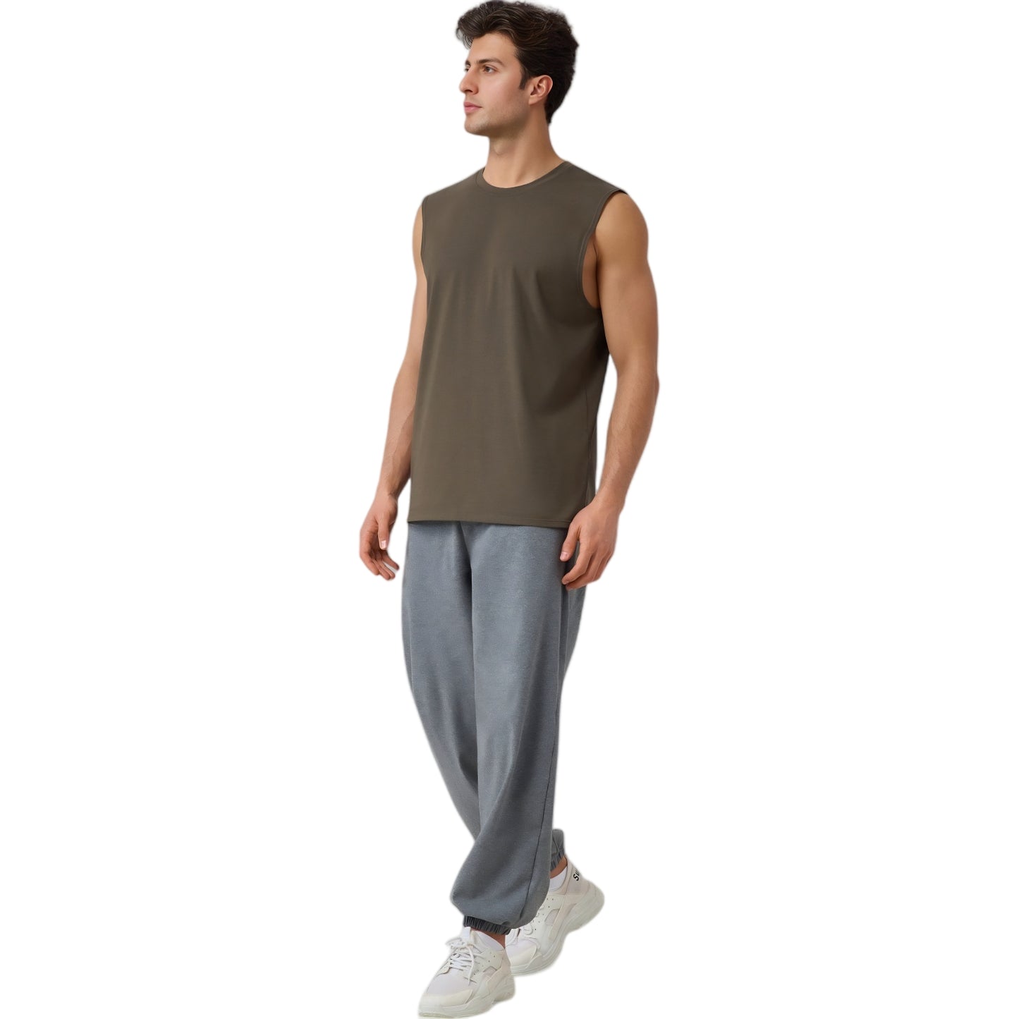 Anna-Kaci Active Men's Sleeveless Crew Neck Ribbed Tank Top with Relaxed Fit and Stretch Fabric