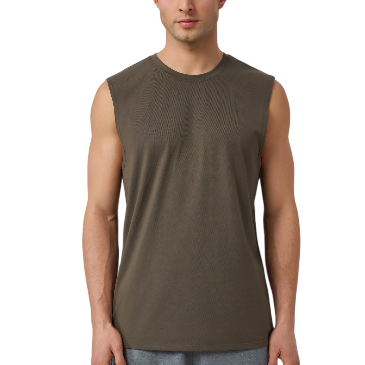 Anna-Kaci Active Men's Sleeveless Crew Neck Ribbed Tank Top with Relaxed Fit and Stretch Fabric