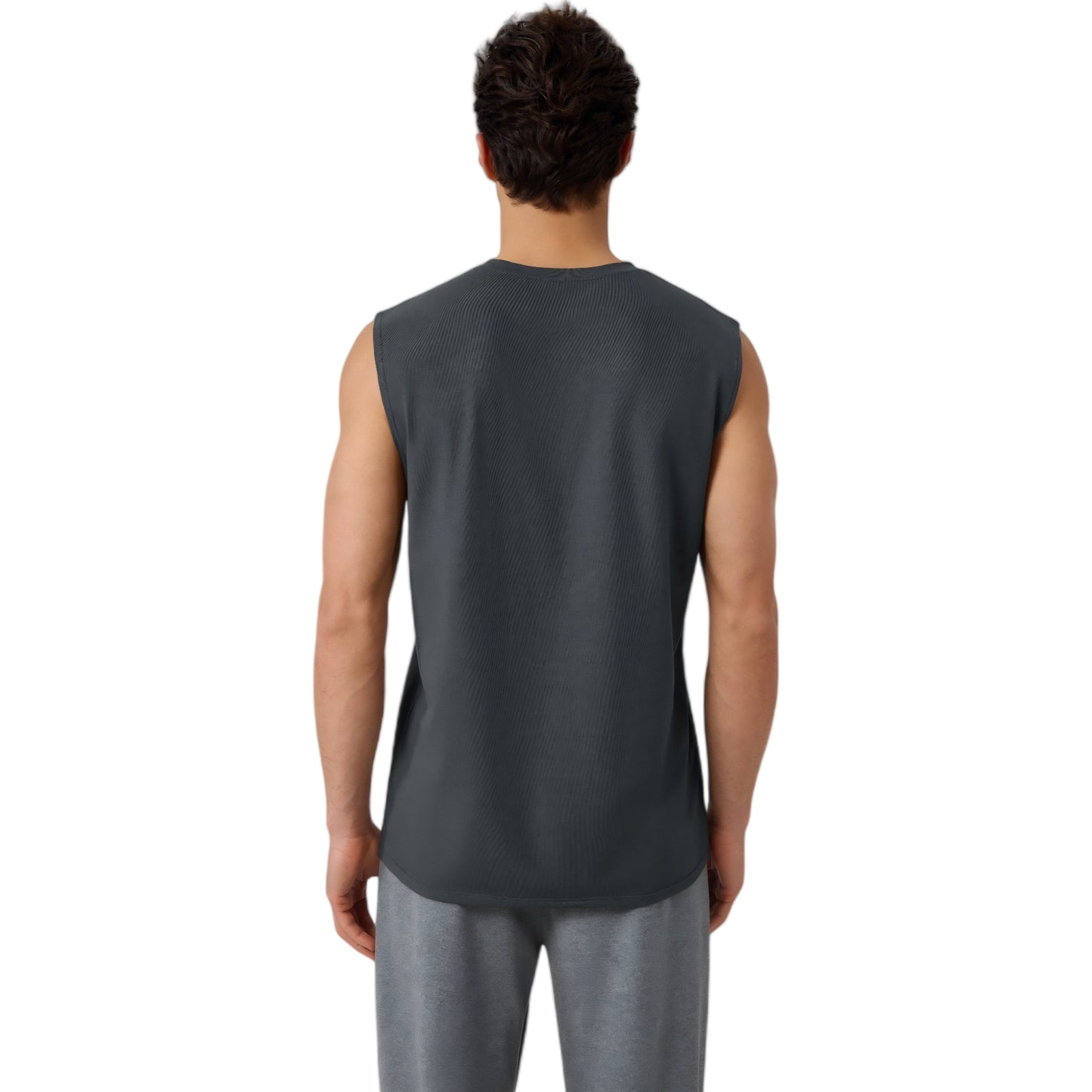 Anna-Kaci Active Men's Sleeveless Crew Neck Ribbed Tank Top with Relaxed Fit and Stretch Fabric