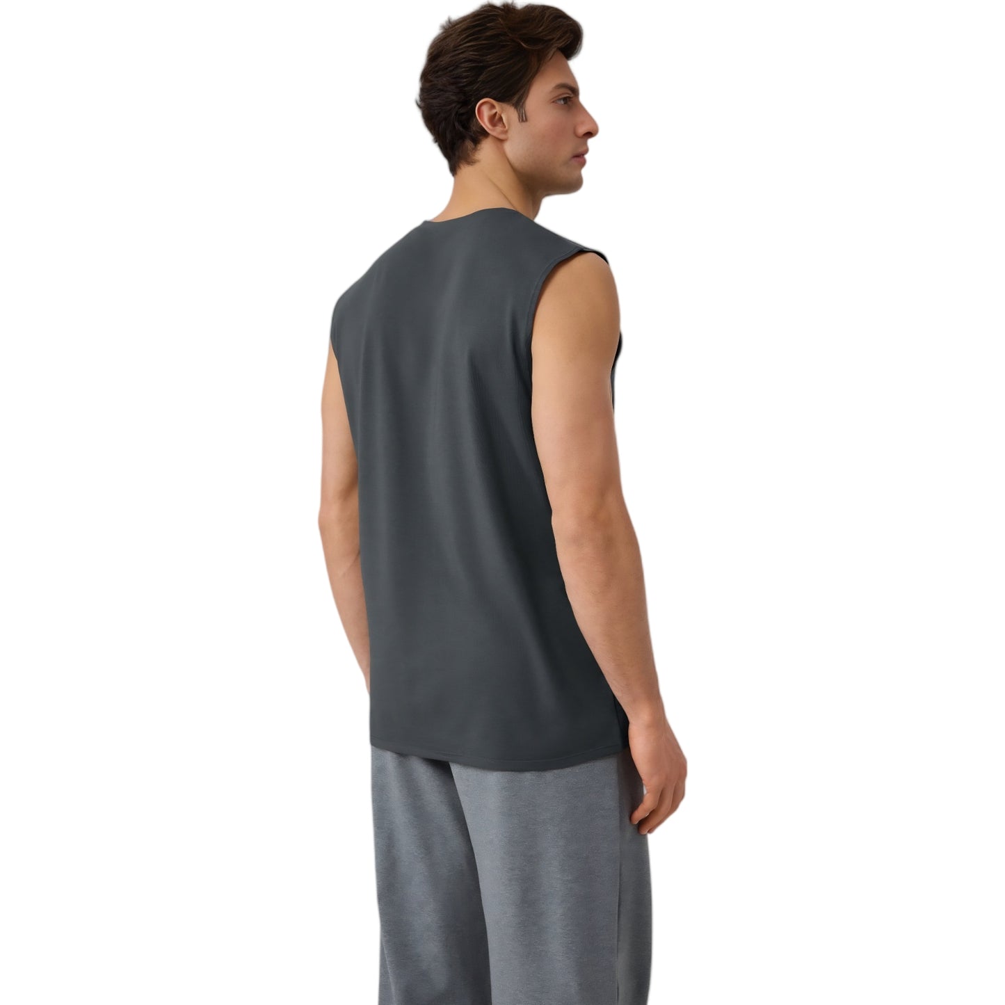 Anna-Kaci Active Men's Sleeveless Crew Neck Ribbed Tank Top with Relaxed Fit and Stretch Fabric