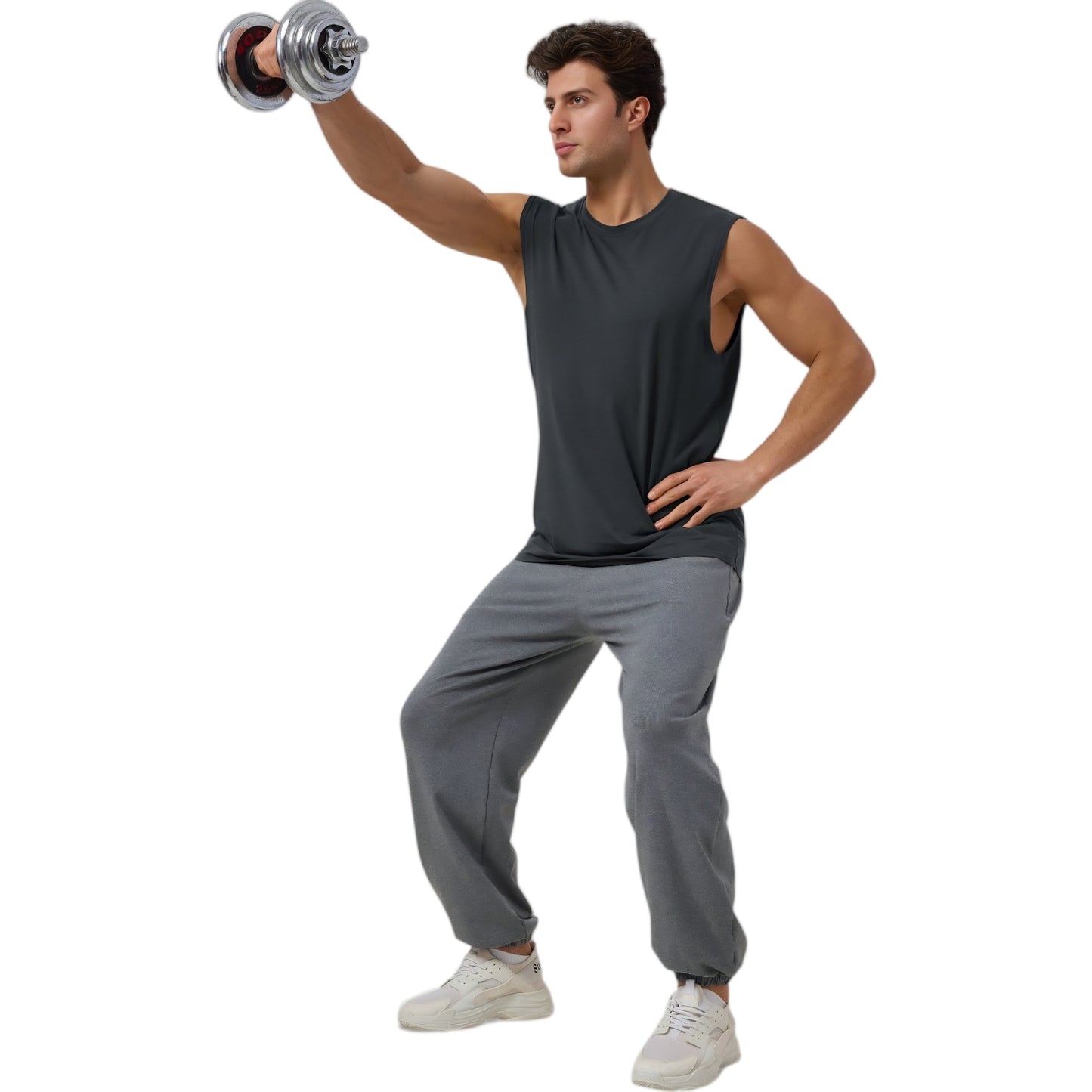 Anna-Kaci Active Men's Sleeveless Crew Neck Ribbed Tank Top with Relaxed Fit and Stretch Fabric