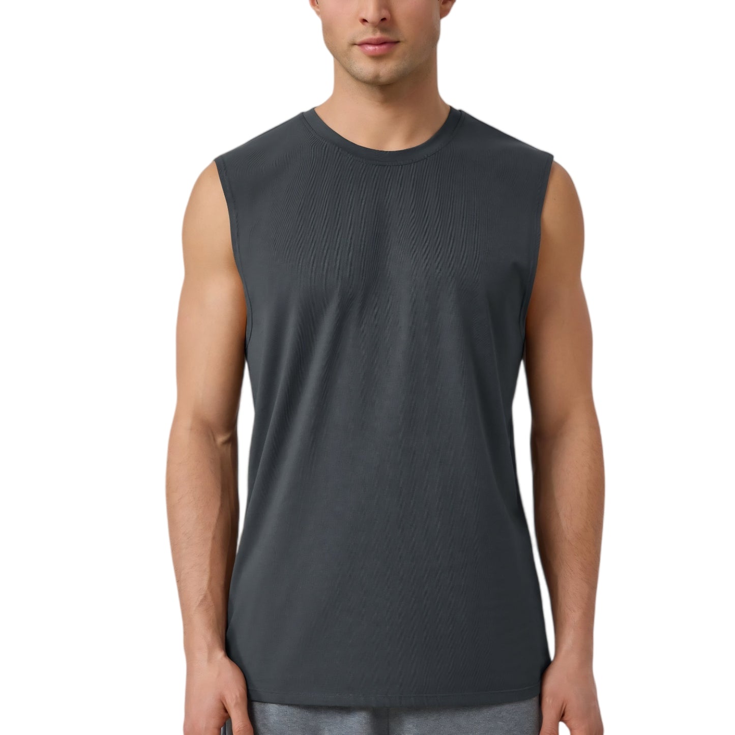 Anna-Kaci Active Men's Sleeveless Crew Neck Ribbed Tank Top with Relaxed Fit and Stretch Fabric