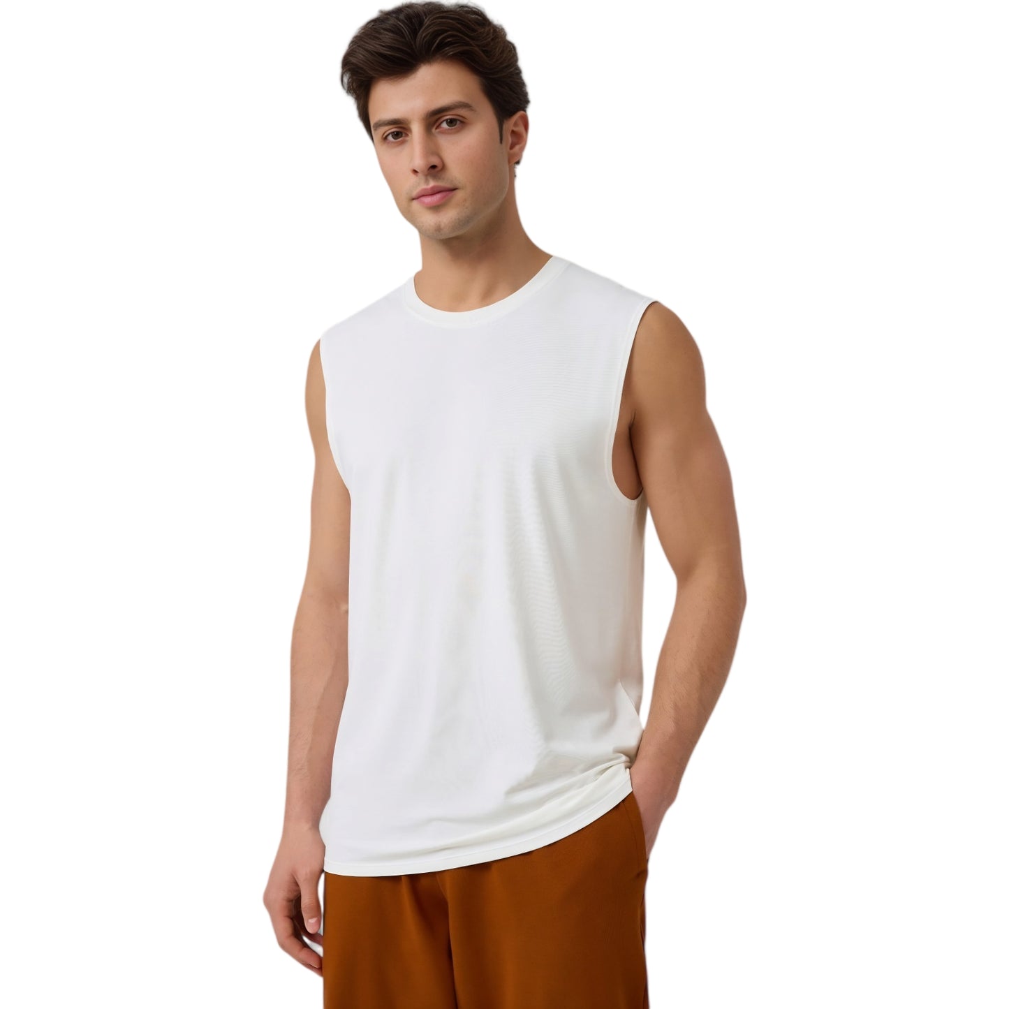 Anna-Kaci Active Men's Sleeveless Crew Neck Ribbed Tank Top with Relaxed Fit and Stretch Fabric