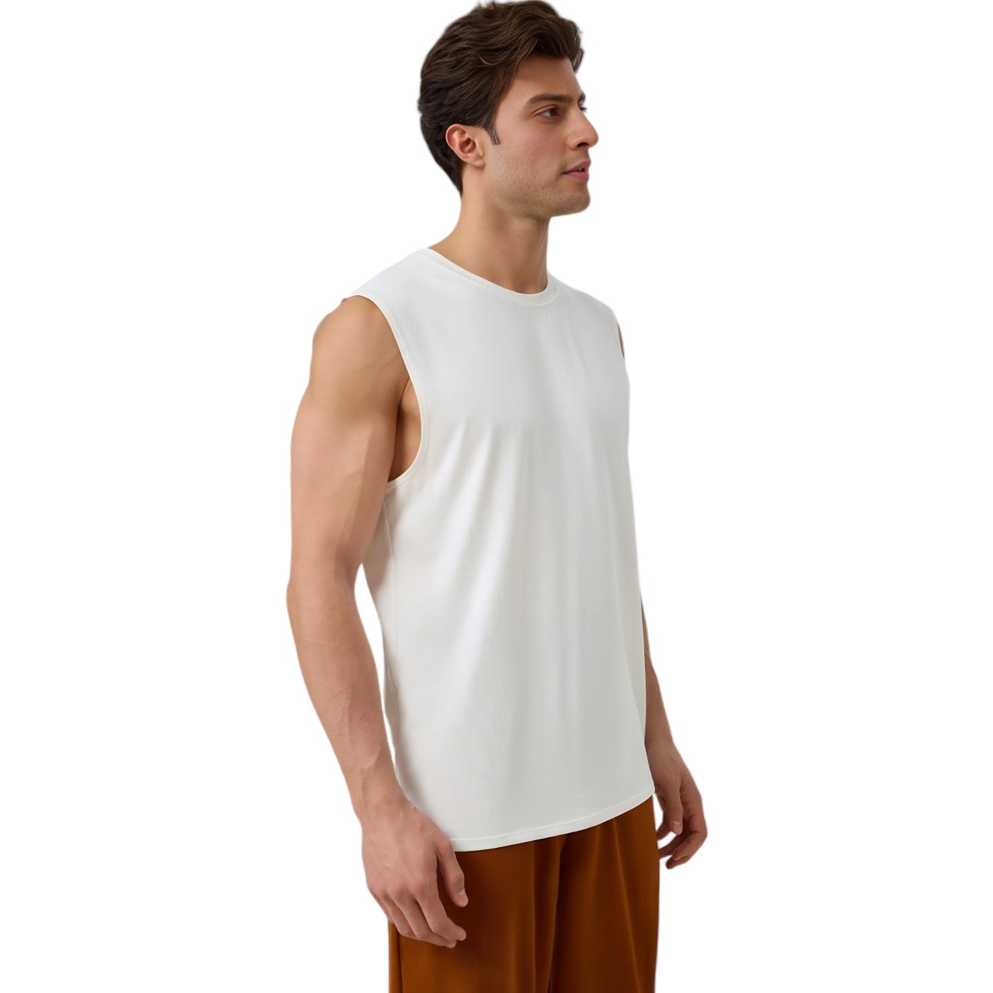 Anna-Kaci Active Men's Sleeveless Crew Neck Ribbed Tank Top with Relaxed Fit and Stretch Fabric