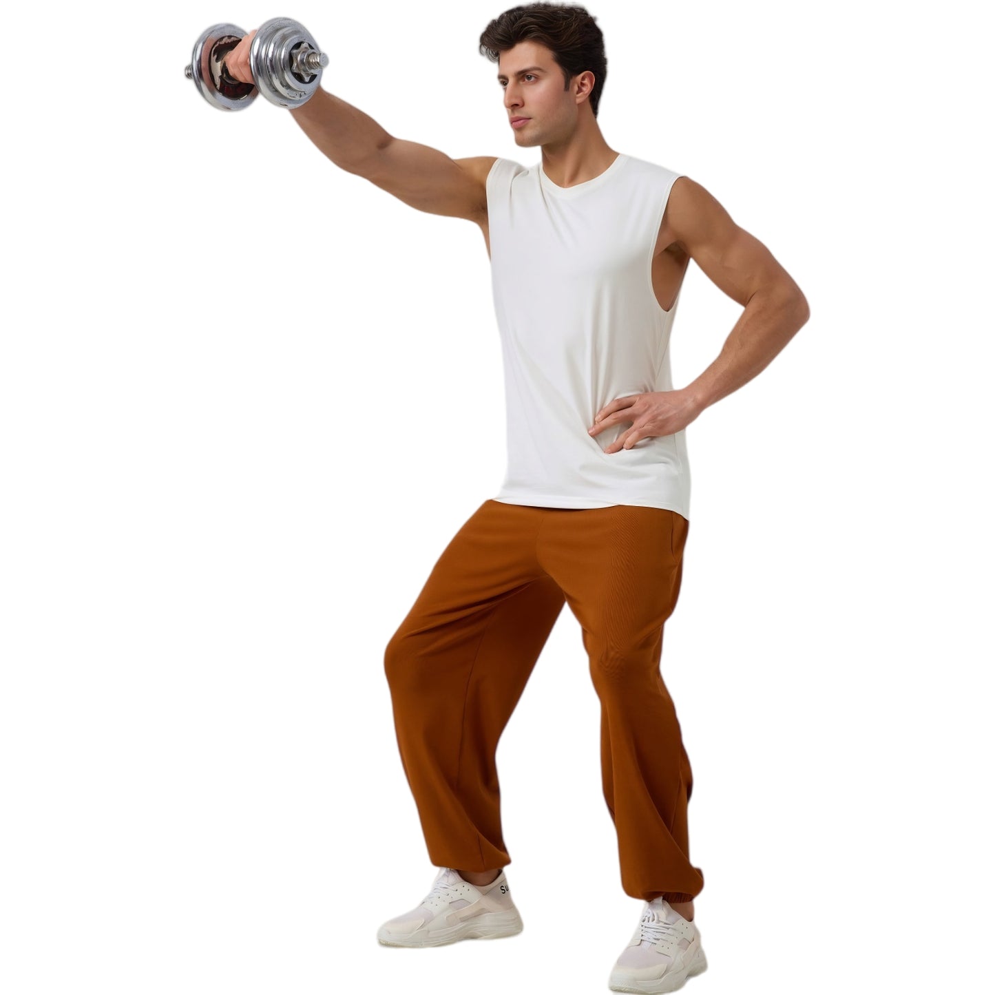 Anna-Kaci Active Men's Sleeveless Crew Neck Ribbed Tank Top with Relaxed Fit and Stretch Fabric