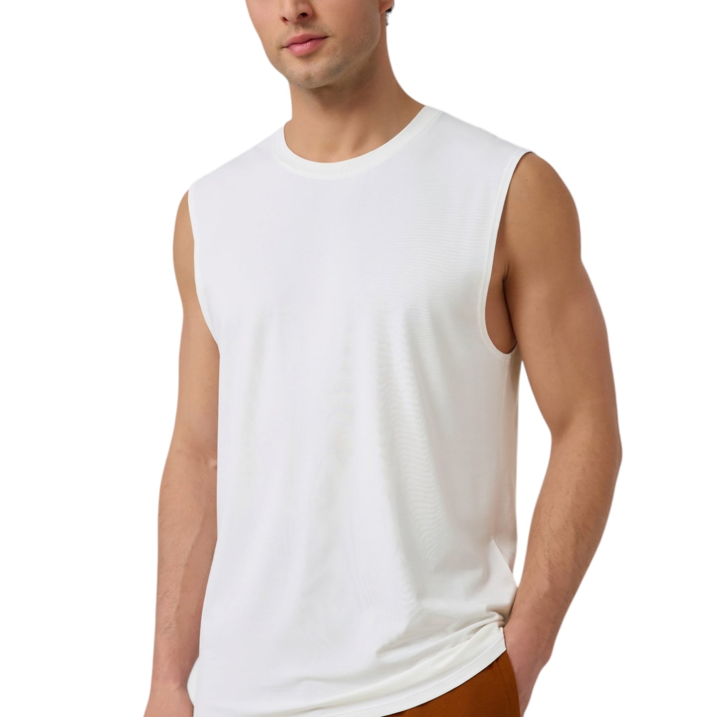 Anna-Kaci Active Men's Sleeveless Crew Neck Ribbed Tank Top with Relaxed Fit and Stretch Fabric