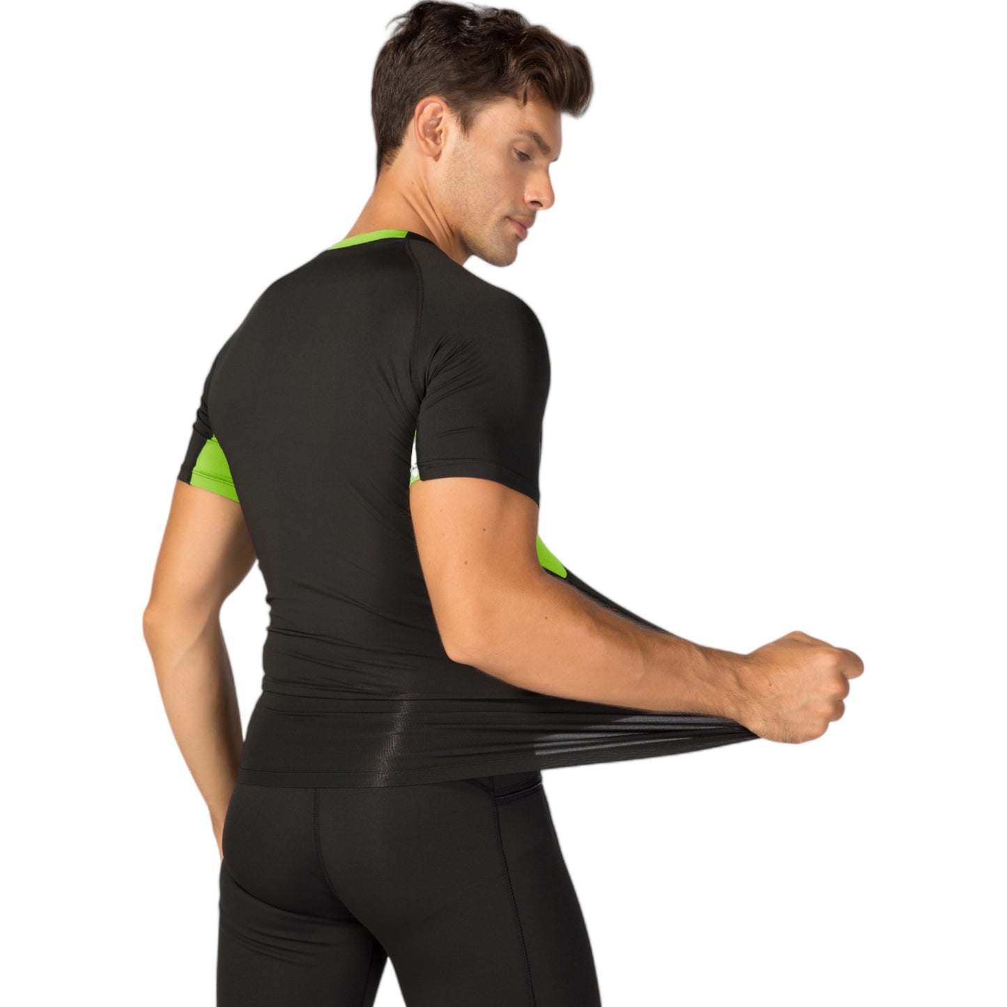 Anna-Kaci Active Men's Fitted Short Sleeve Athletic Shirt with Crew Neck and Color Block Side Panels