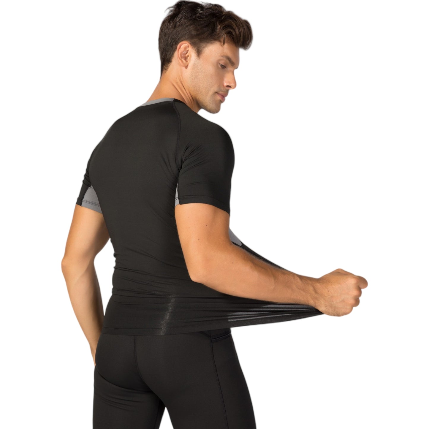 Anna-Kaci Active Men's Fitted Short Sleeve Athletic Shirt with Crew Neck and Color Block Side Panels