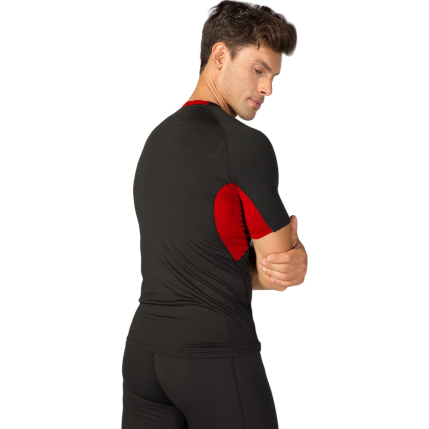 Anna-Kaci Active Men's Fitted Short Sleeve Athletic Shirt with Crew Neck and Color Block Side Panels