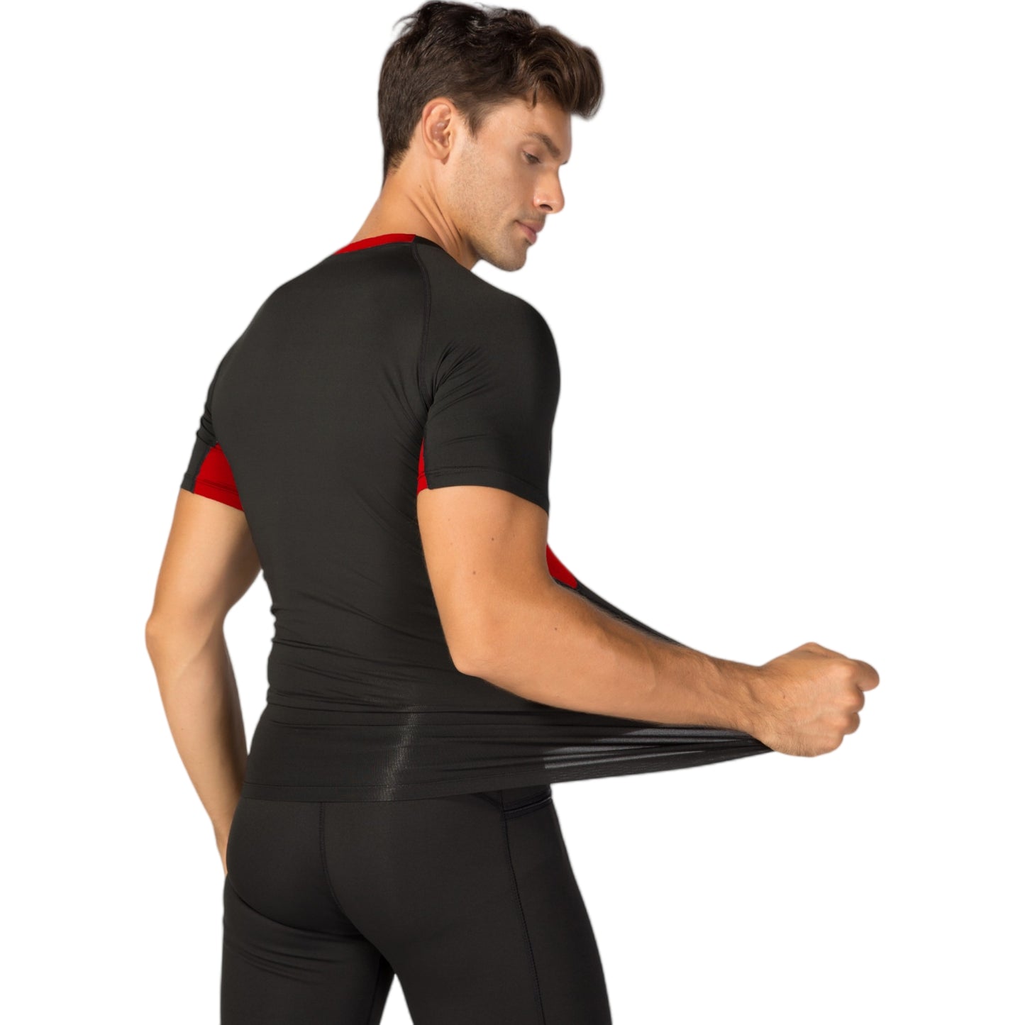 Anna-Kaci Active Men's Fitted Short Sleeve Athletic Shirt with Crew Neck and Color Block Side Panels