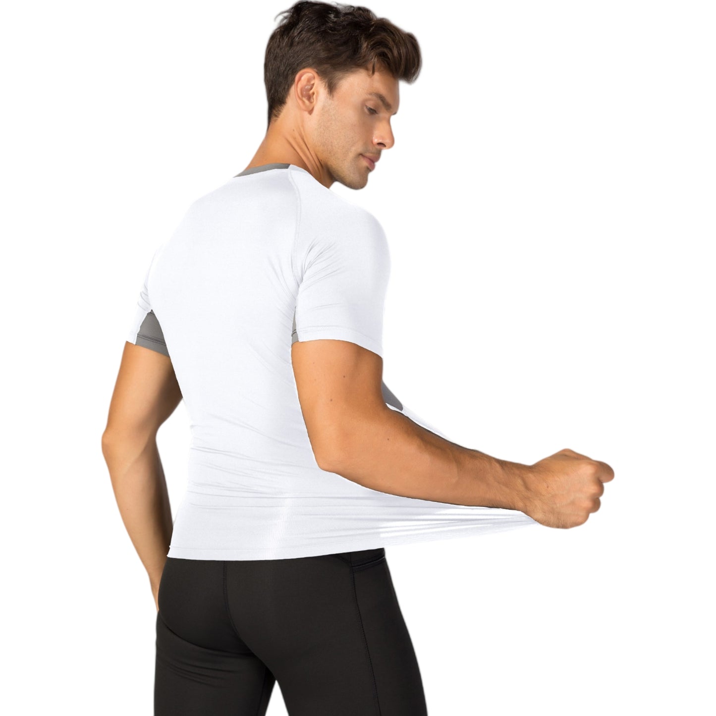 Anna-Kaci Active Men's Fitted Short Sleeve Athletic Shirt with Crew Neck and Color Block Side Panels