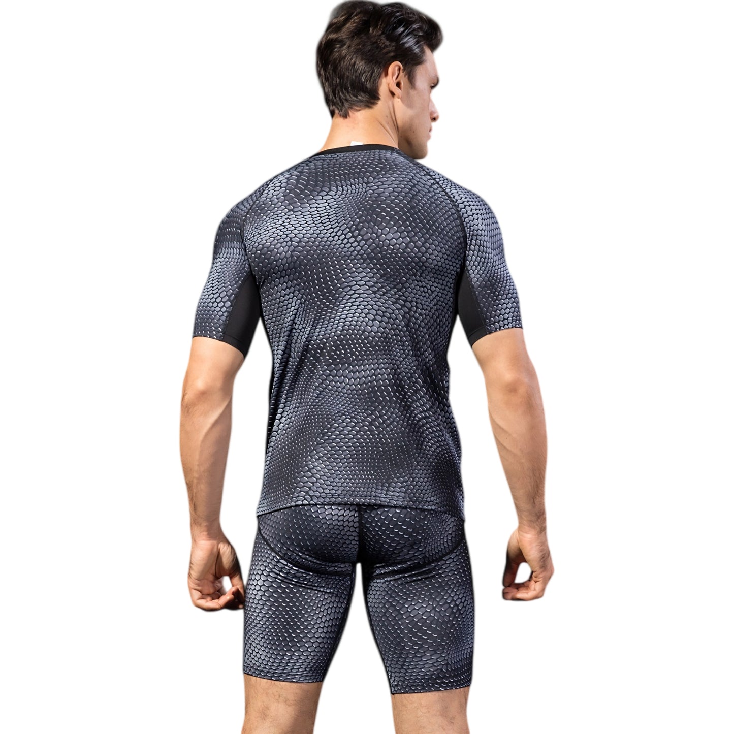 Anna-Kaci Active Men's Honeycomb Textured Compression Shirt with Short Sleeves and Stretch Fit