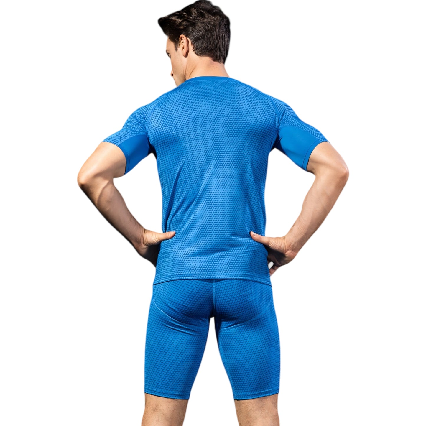 Anna-Kaci Active Men's Honeycomb Textured Compression Shirt with Short Sleeves and Stretch Fit