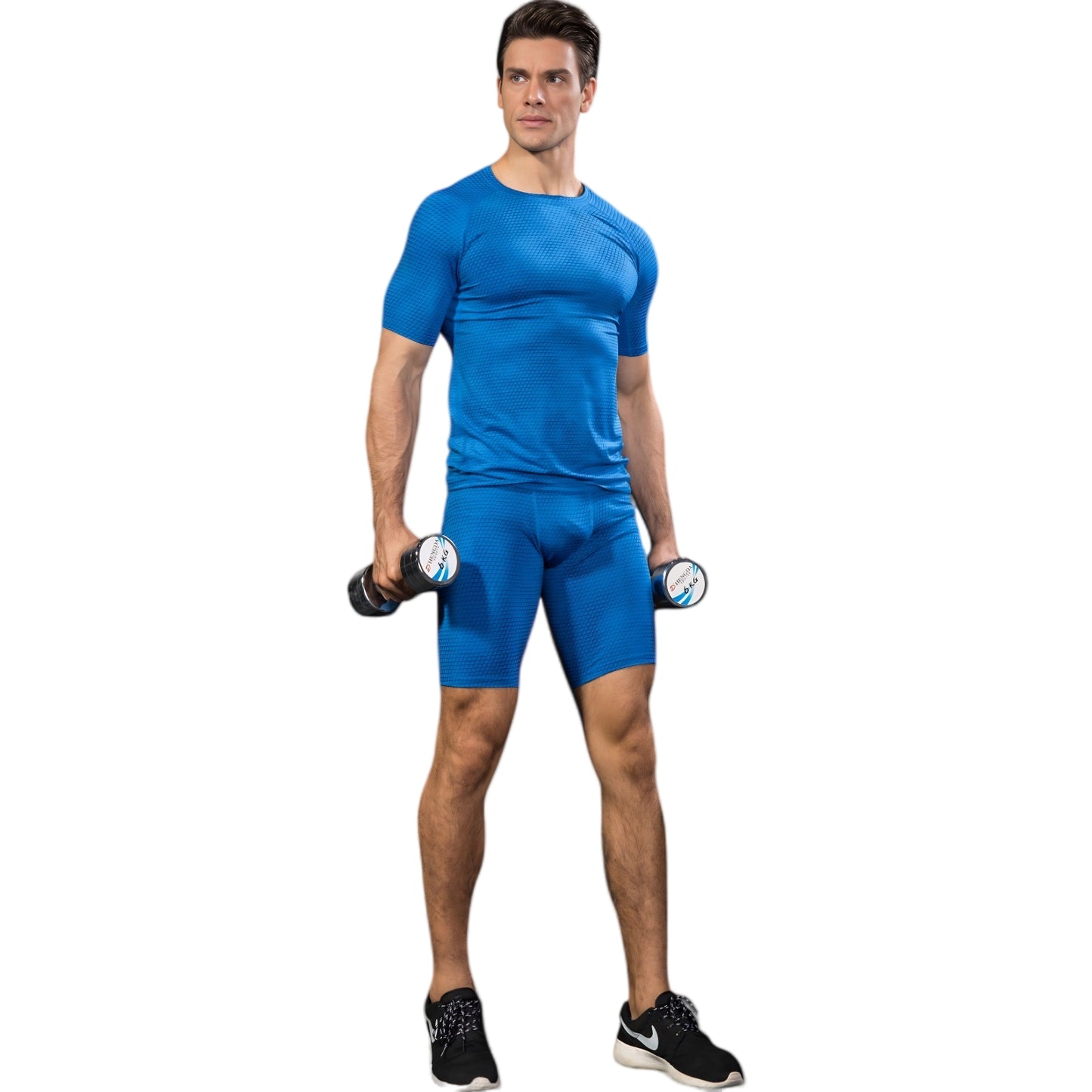 Anna-Kaci Active Men's Honeycomb Textured Compression Shirt with Short Sleeves and Stretch Fit
