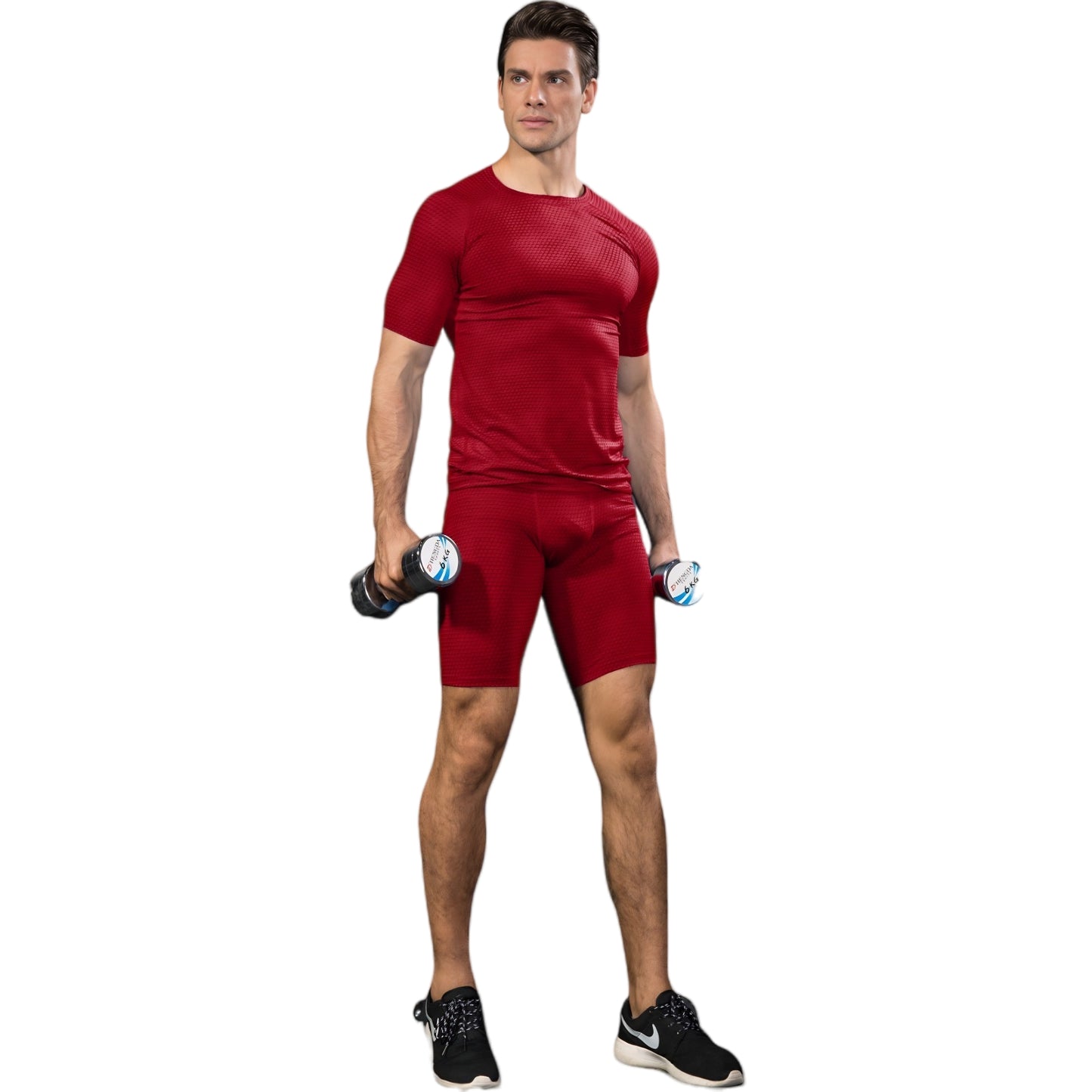 Anna-Kaci Active Men's Honeycomb Textured Compression Shirt with Short Sleeves and Stretch Fit