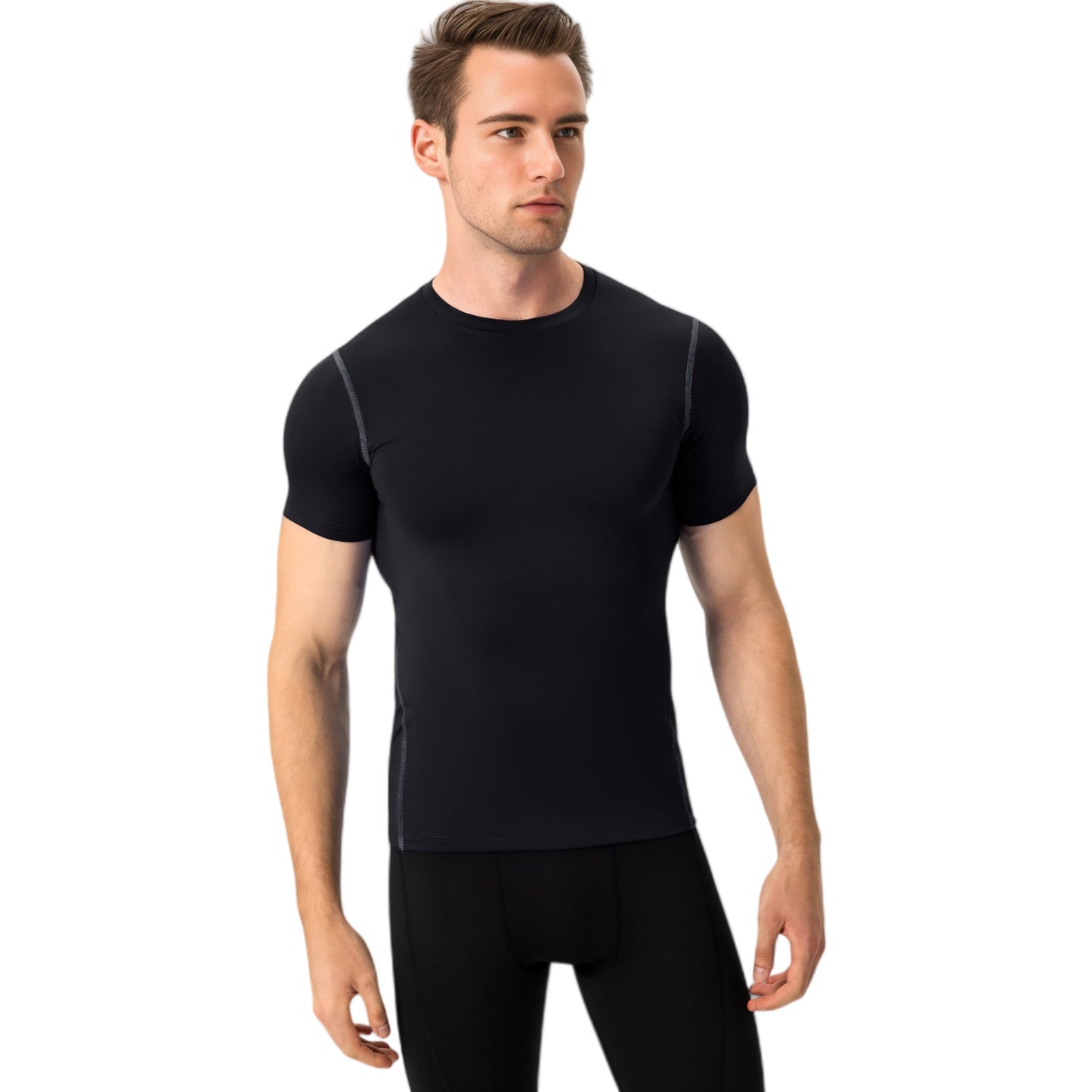 Anna-Kaci Active Men's Short Sleeve Compression Shirt with Stretch Fit and Moisture-Wicking Fabric
