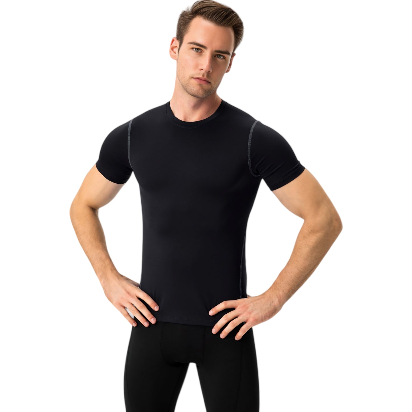Anna-Kaci Active Men's Short Sleeve Compression Shirt with Stretch Fit and Moisture-Wicking Fabric