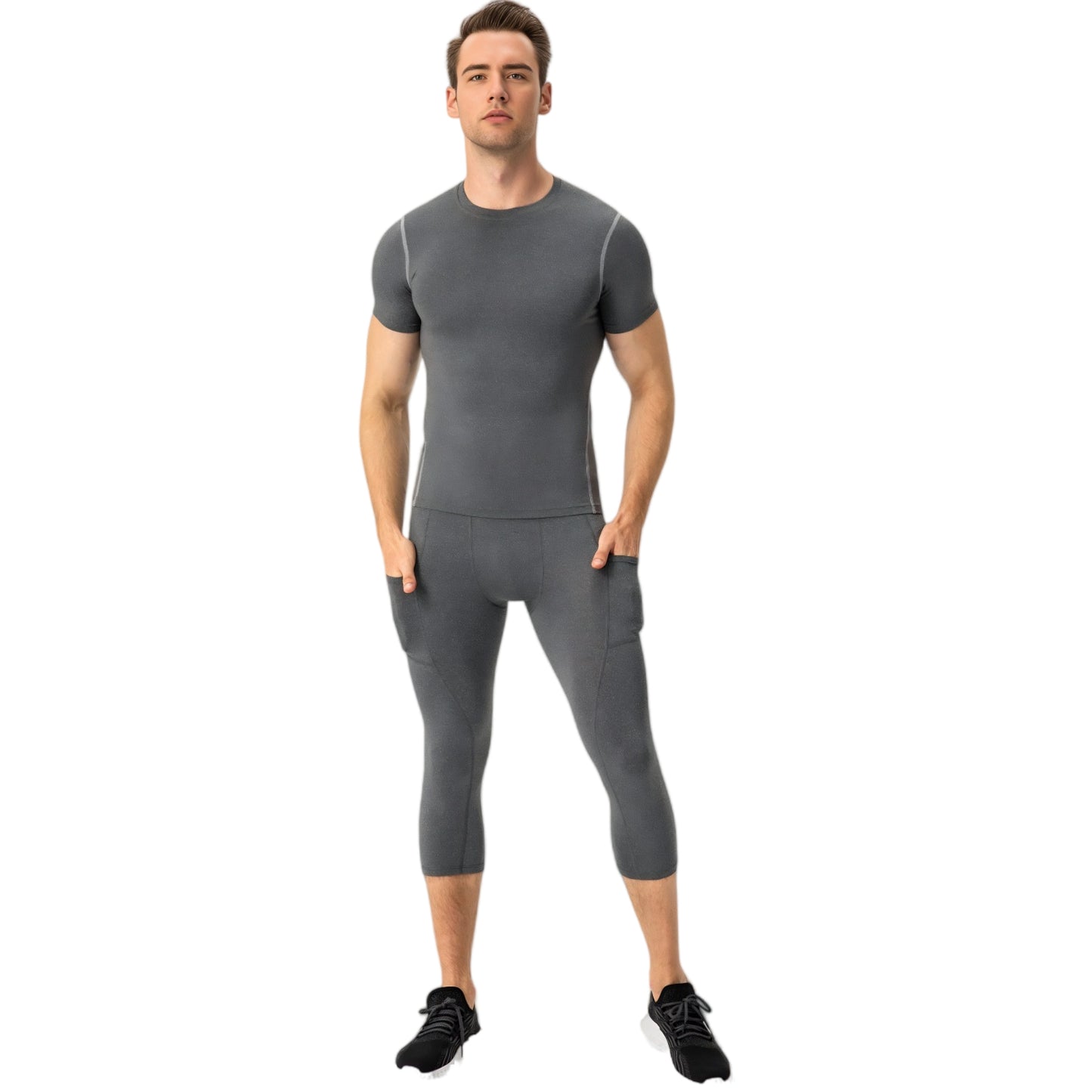 Anna-Kaci Active Men's Short Sleeve Compression Shirt with Stretch Fit and Moisture-Wicking Fabric