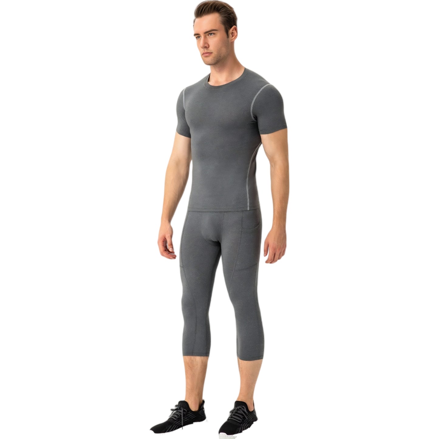 Anna-Kaci Active Men's Short Sleeve Compression Shirt with Stretch Fit and Moisture-Wicking Fabric