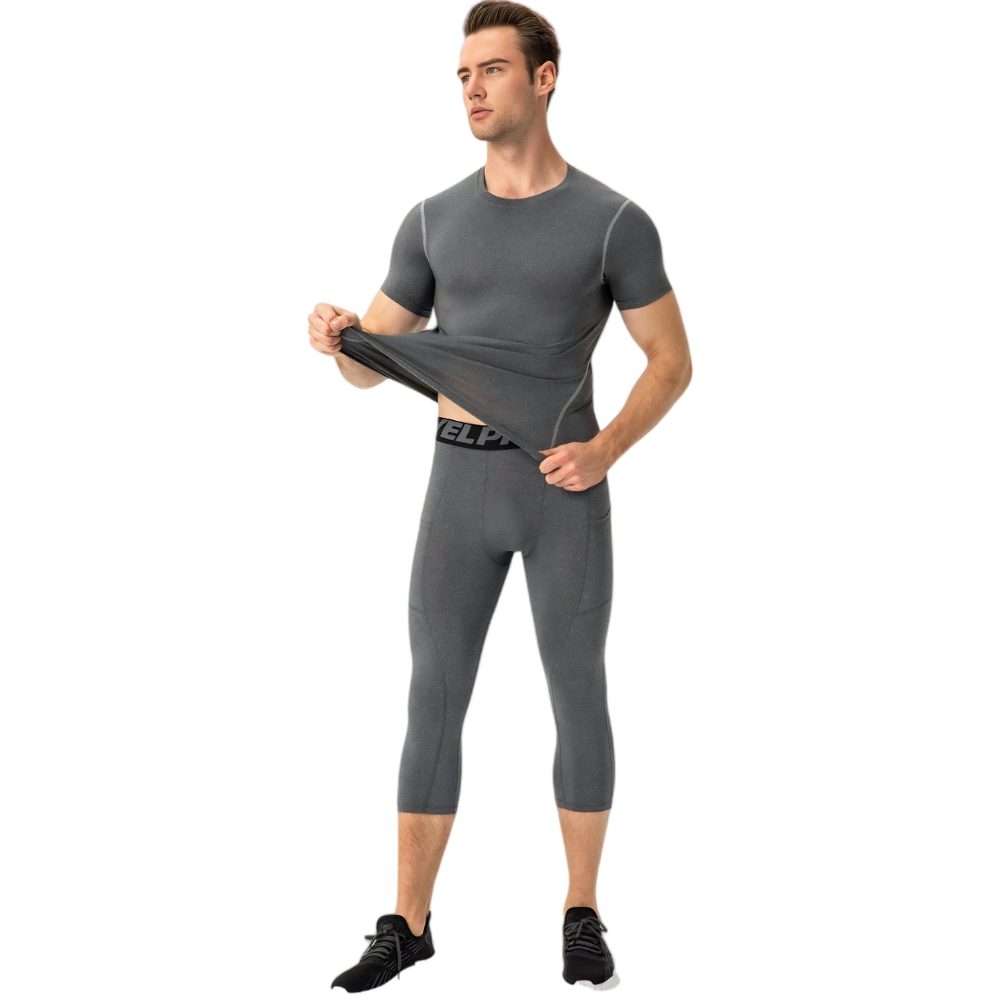 Anna-Kaci Active Men's Short Sleeve Compression Shirt with Stretch Fit and Moisture-Wicking Fabric