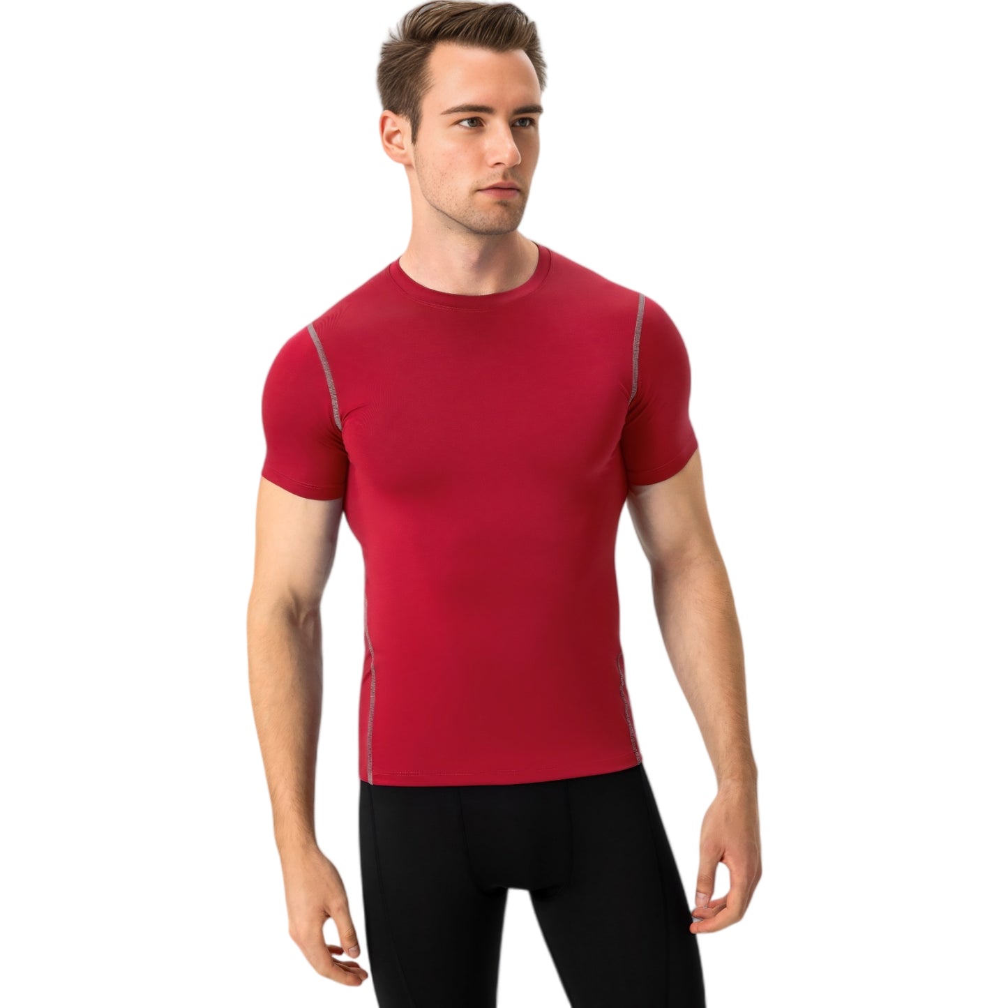 Anna-Kaci Active Men's Short Sleeve Compression Shirt with Stretch Fit and Moisture-Wicking Fabric