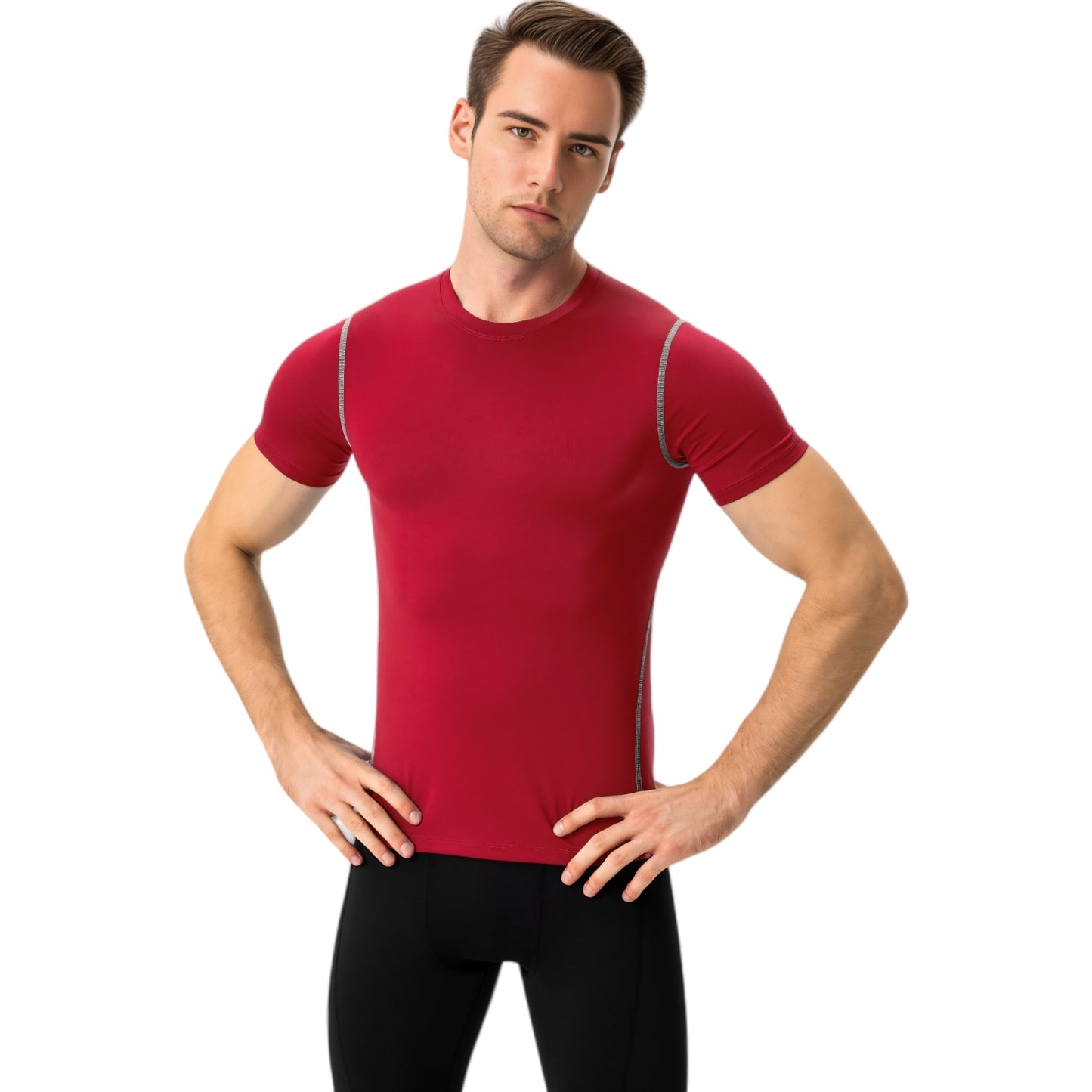 Anna-Kaci Active Men's Short Sleeve Compression Shirt with Stretch Fit and Moisture-Wicking Fabric