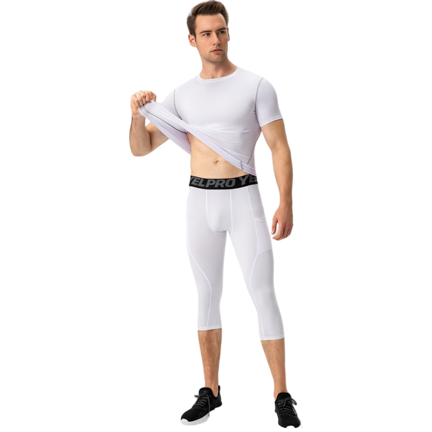 Anna-Kaci Active Men's Short Sleeve Compression Shirt with Stretch Fit and Moisture-Wicking Fabric