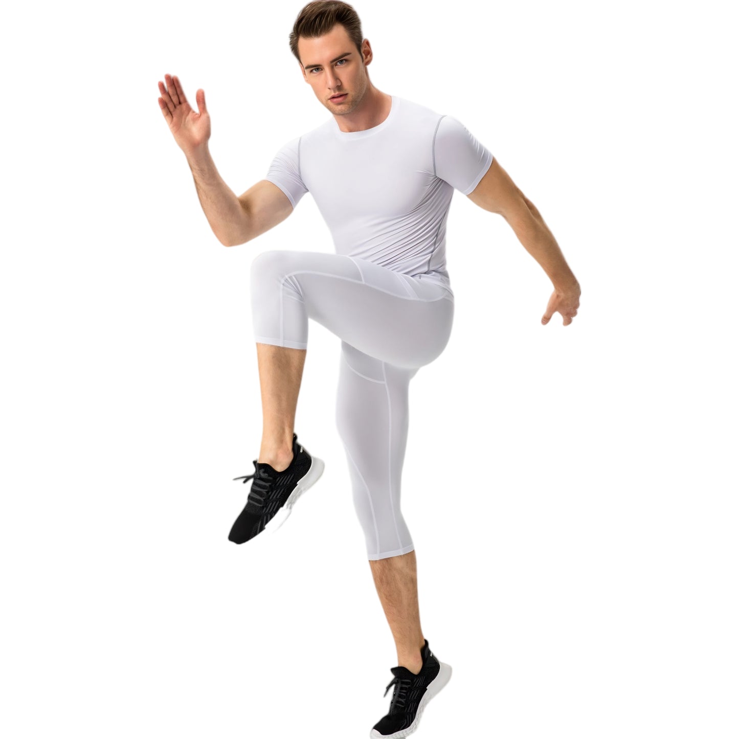 Anna-Kaci Active Men's Short Sleeve Compression Shirt with Stretch Fit and Moisture-Wicking Fabric