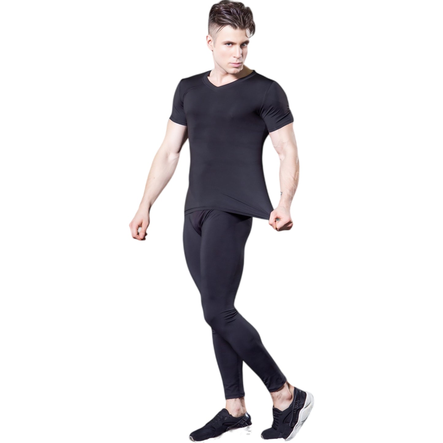 Anna-Kaci Active Men's V-Neck Short Sleeve Athletic Shirt with Stretch Fabric and Fitted Silhouette