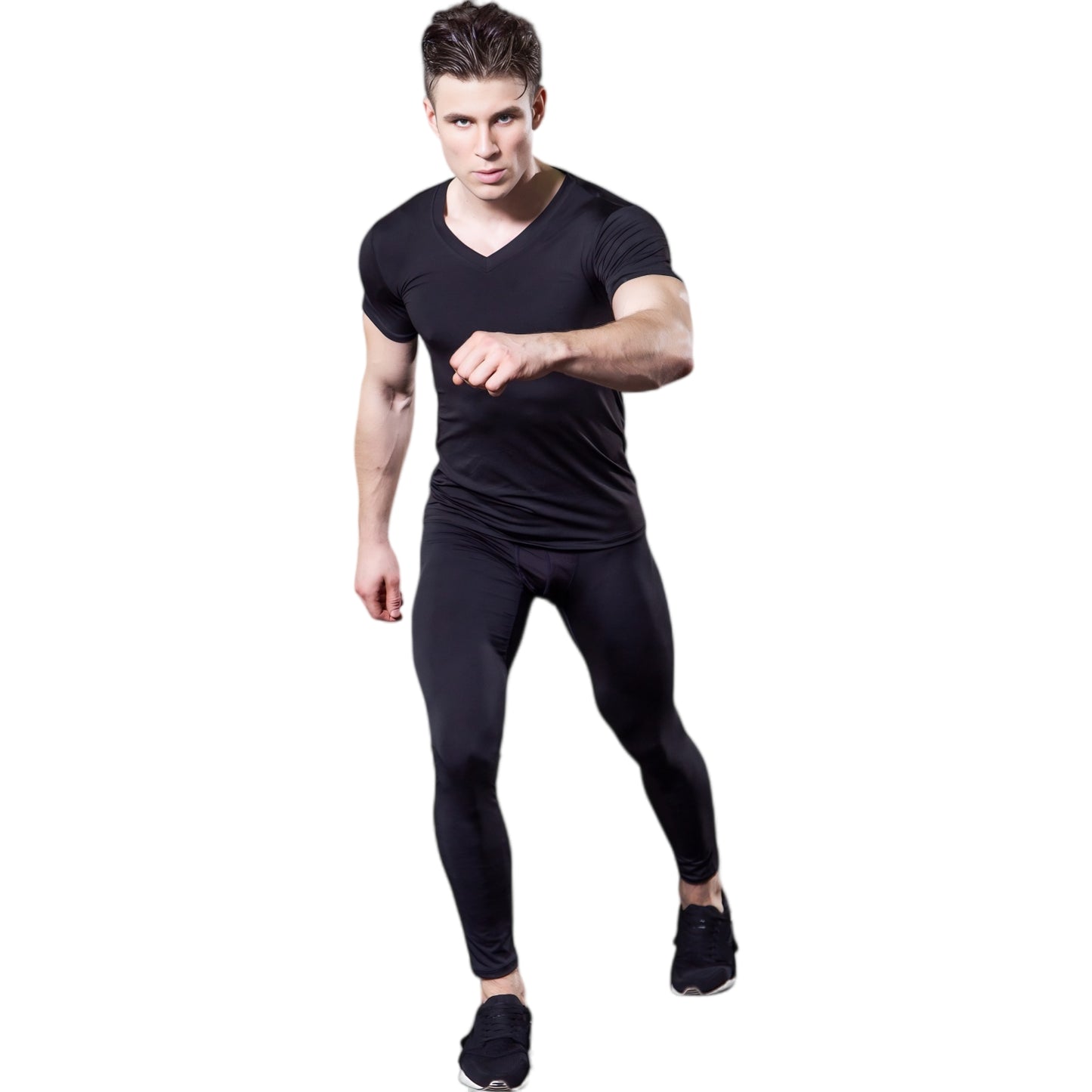 Anna-Kaci Active Men's V-Neck Short Sleeve Athletic Shirt with Stretch Fabric and Fitted Silhouette