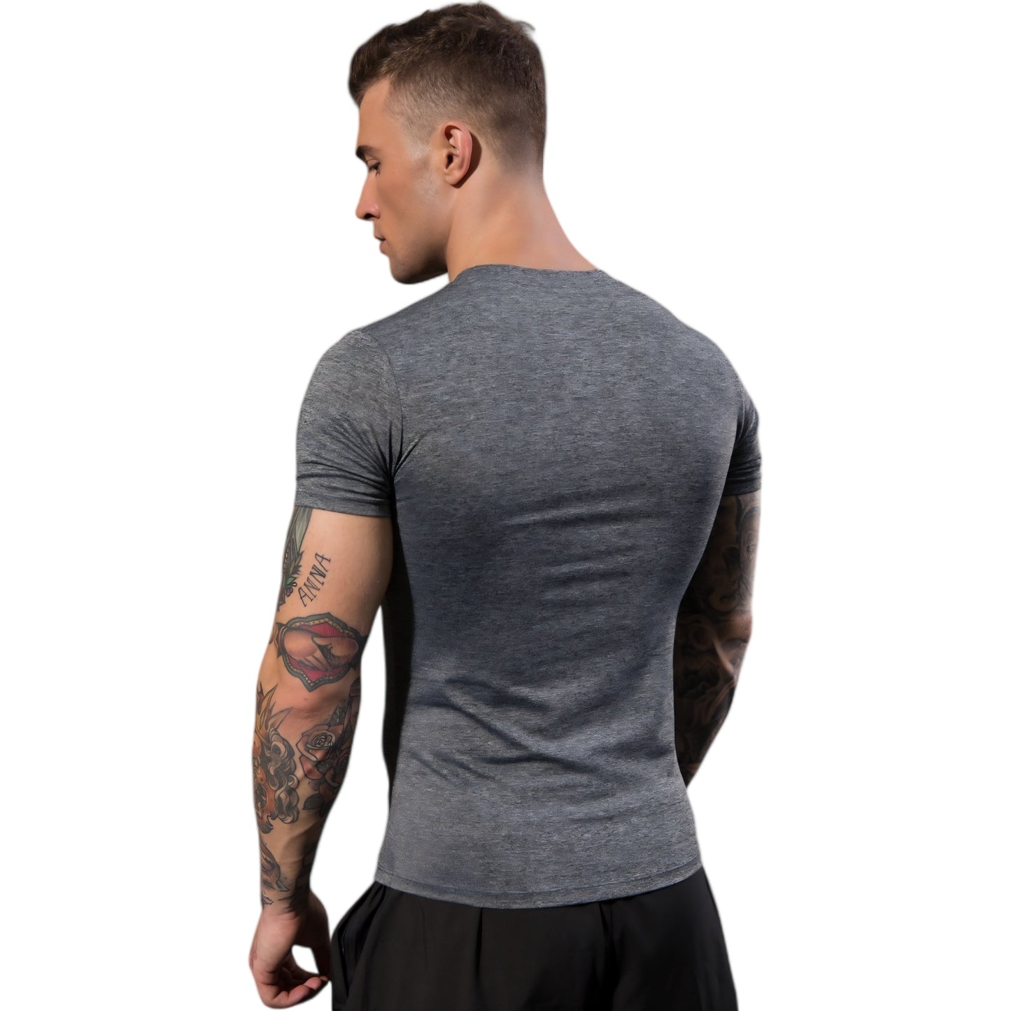 Anna-Kaci Active Men's V-Neck Short Sleeve Athletic Shirt with Stretch Fabric and Fitted Silhouette