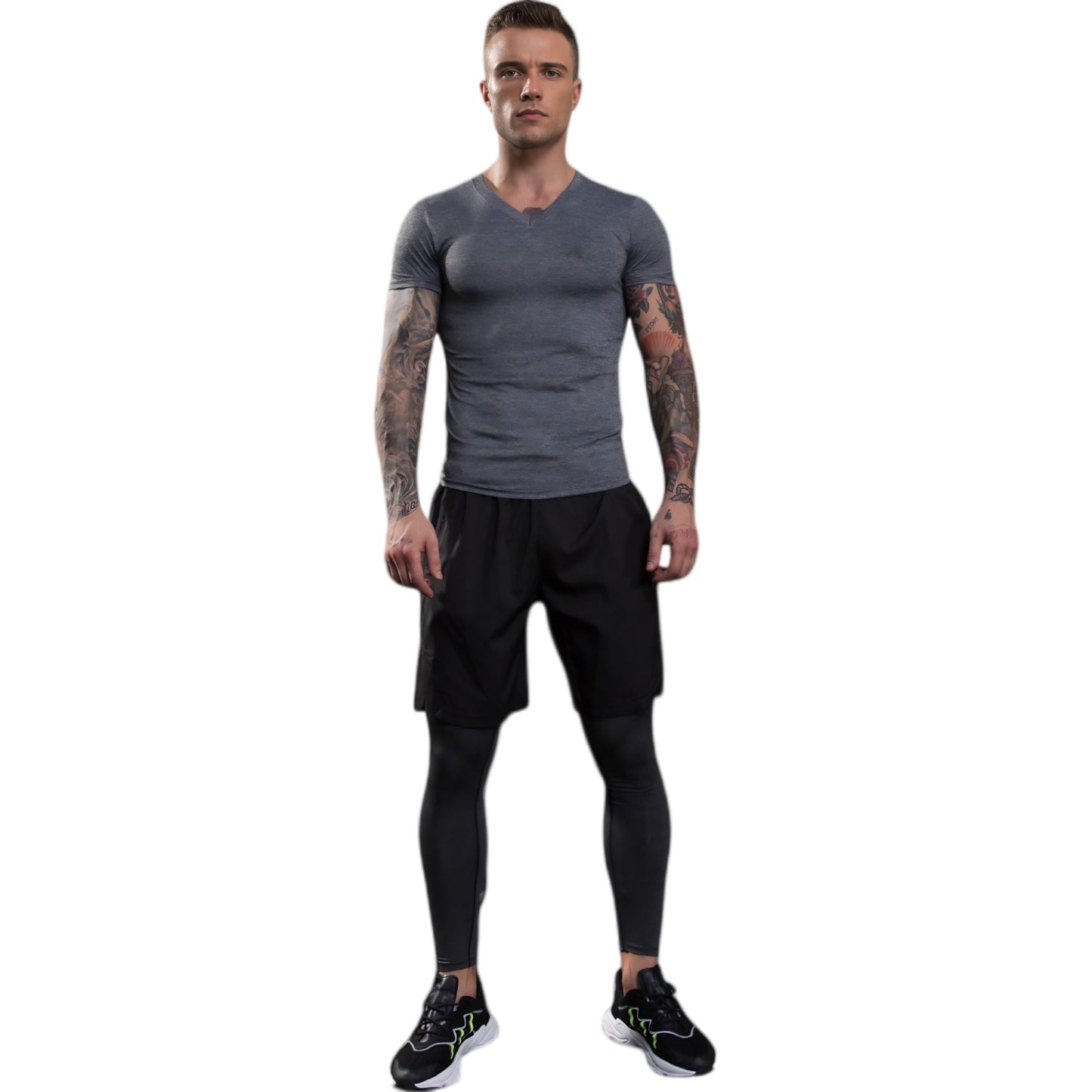 Anna-Kaci Active Men's V-Neck Short Sleeve Athletic Shirt with Stretch Fabric and Fitted Silhouette