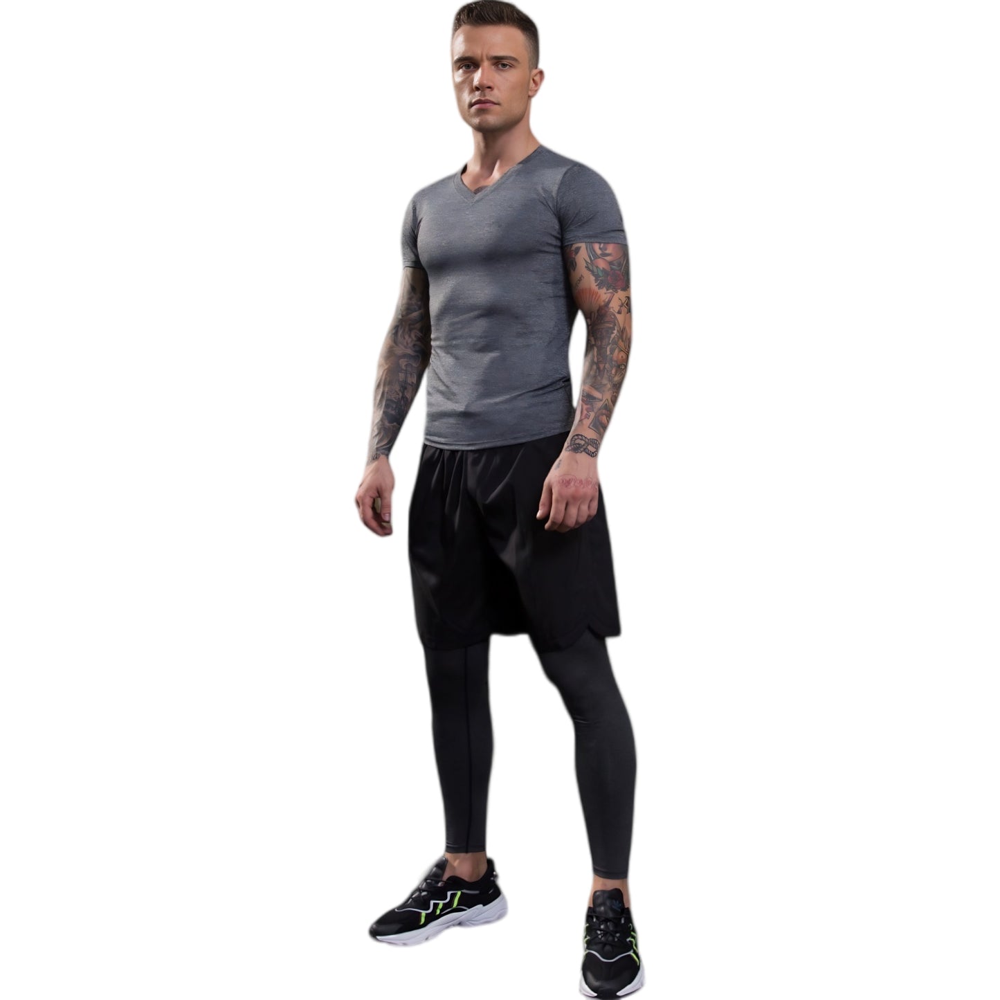 Anna-Kaci Active Men's V-Neck Short Sleeve Athletic Shirt with Stretch Fabric and Fitted Silhouette