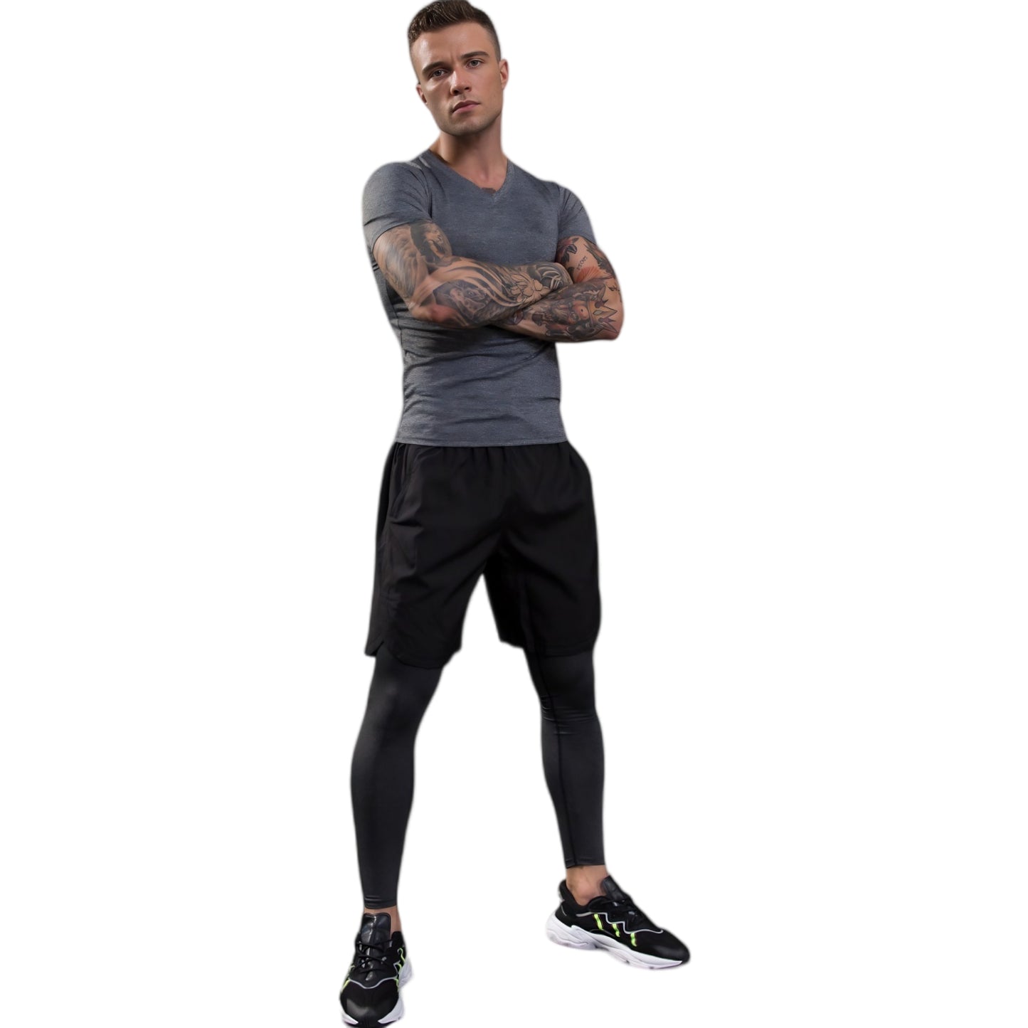 Anna-Kaci Active Men's V-Neck Short Sleeve Athletic Shirt with Stretch Fabric and Fitted Silhouette