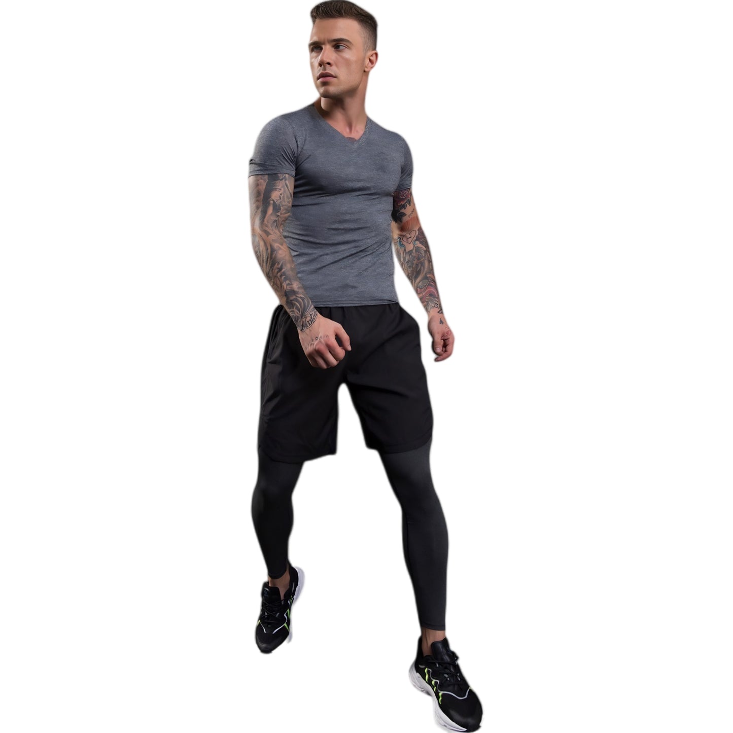 Anna-Kaci Active Men's V-Neck Short Sleeve Athletic Shirt with Stretch Fabric and Fitted Silhouette