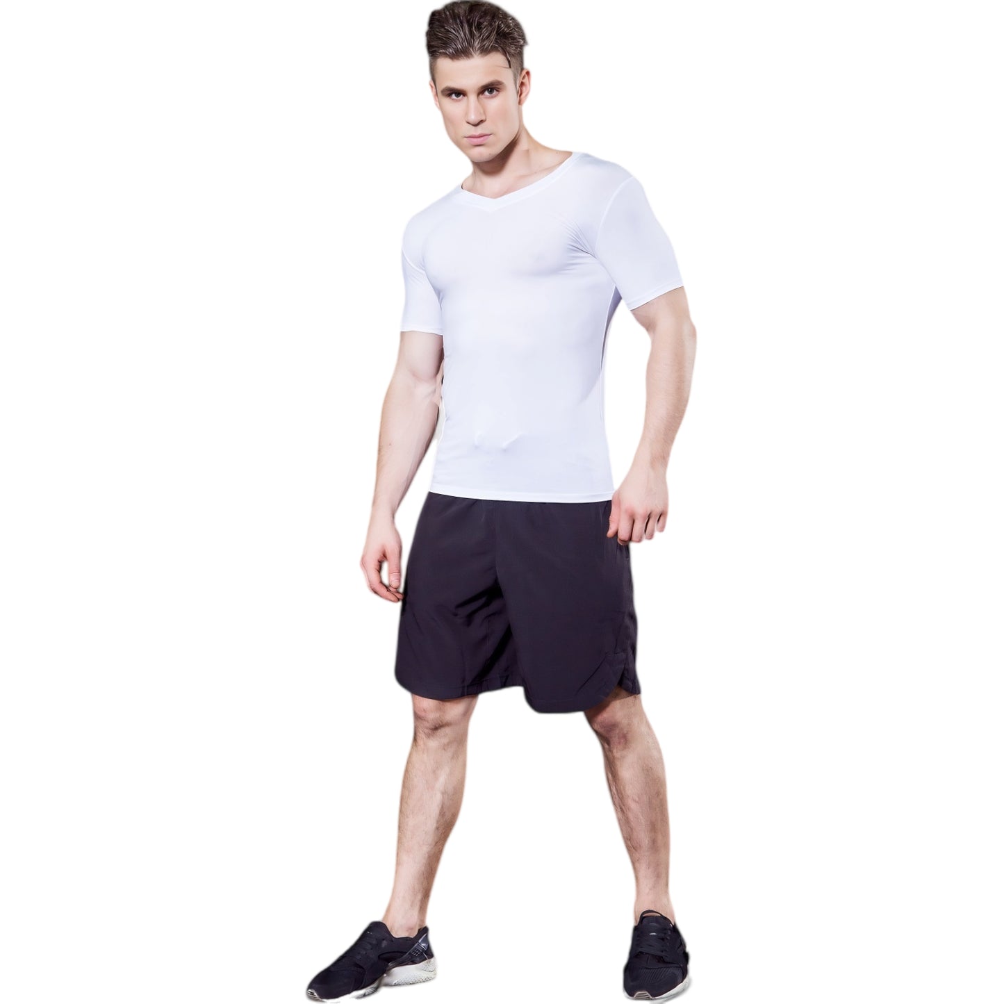 Anna-Kaci Active Men's V-Neck Short Sleeve Athletic Shirt with Stretch Fabric and Fitted Silhouette