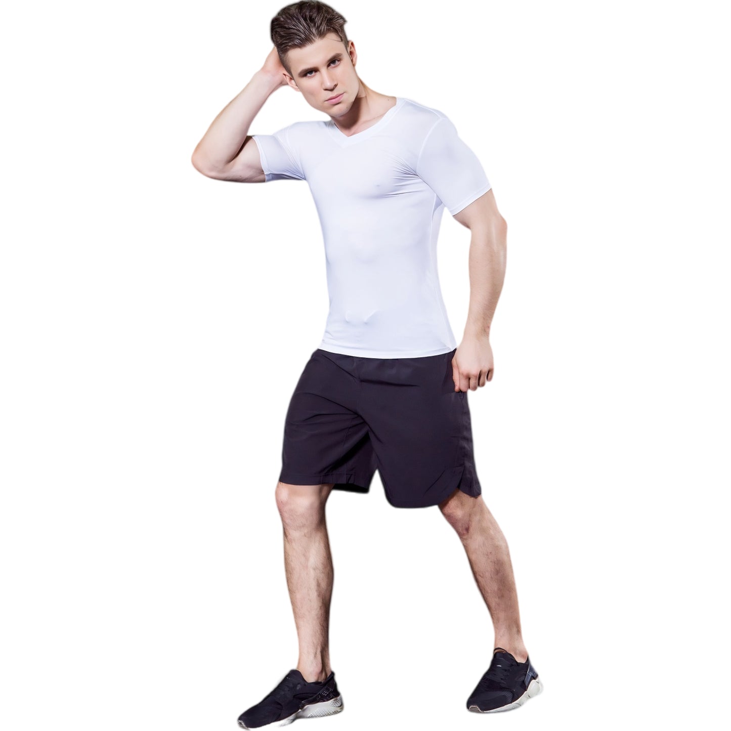 Anna-Kaci Active Men's V-Neck Short Sleeve Athletic Shirt with Stretch Fabric and Fitted Silhouette