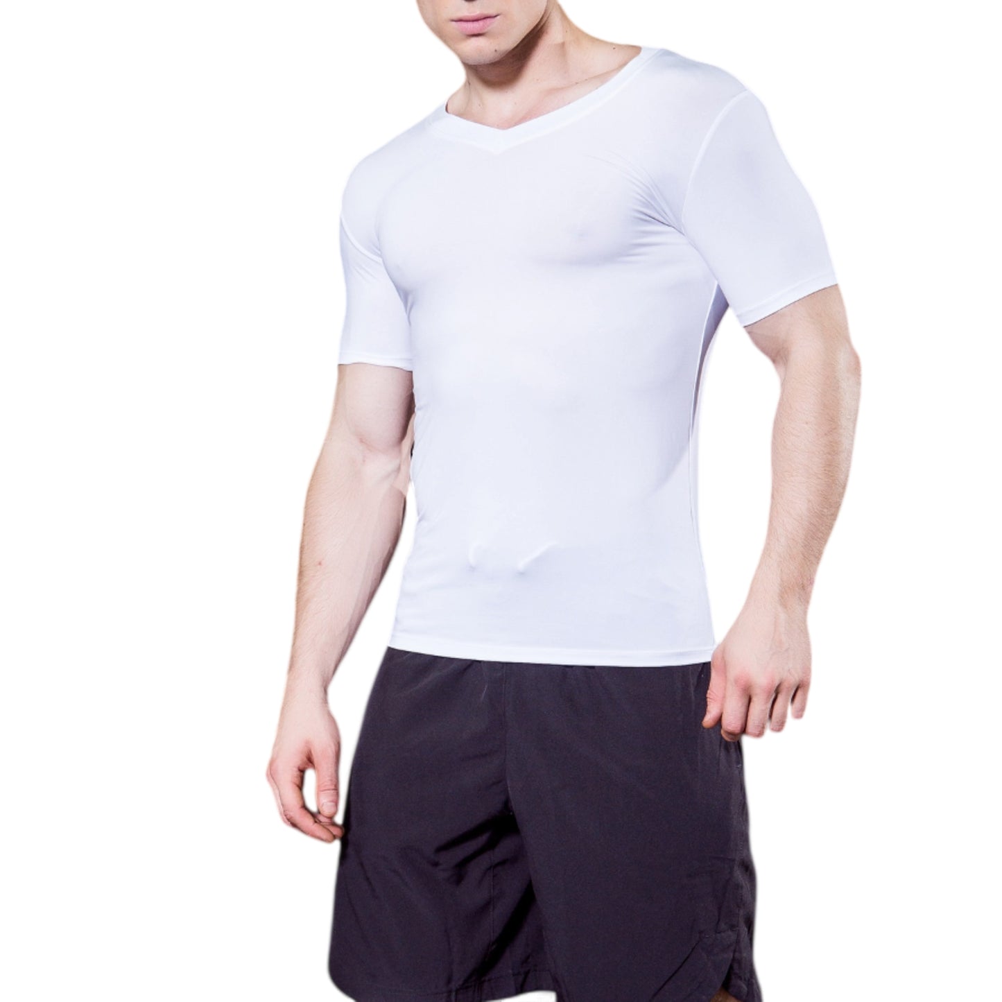 Anna-Kaci Active Men's V-Neck Short Sleeve Athletic Shirt with Stretch Fabric and Fitted Silhouette