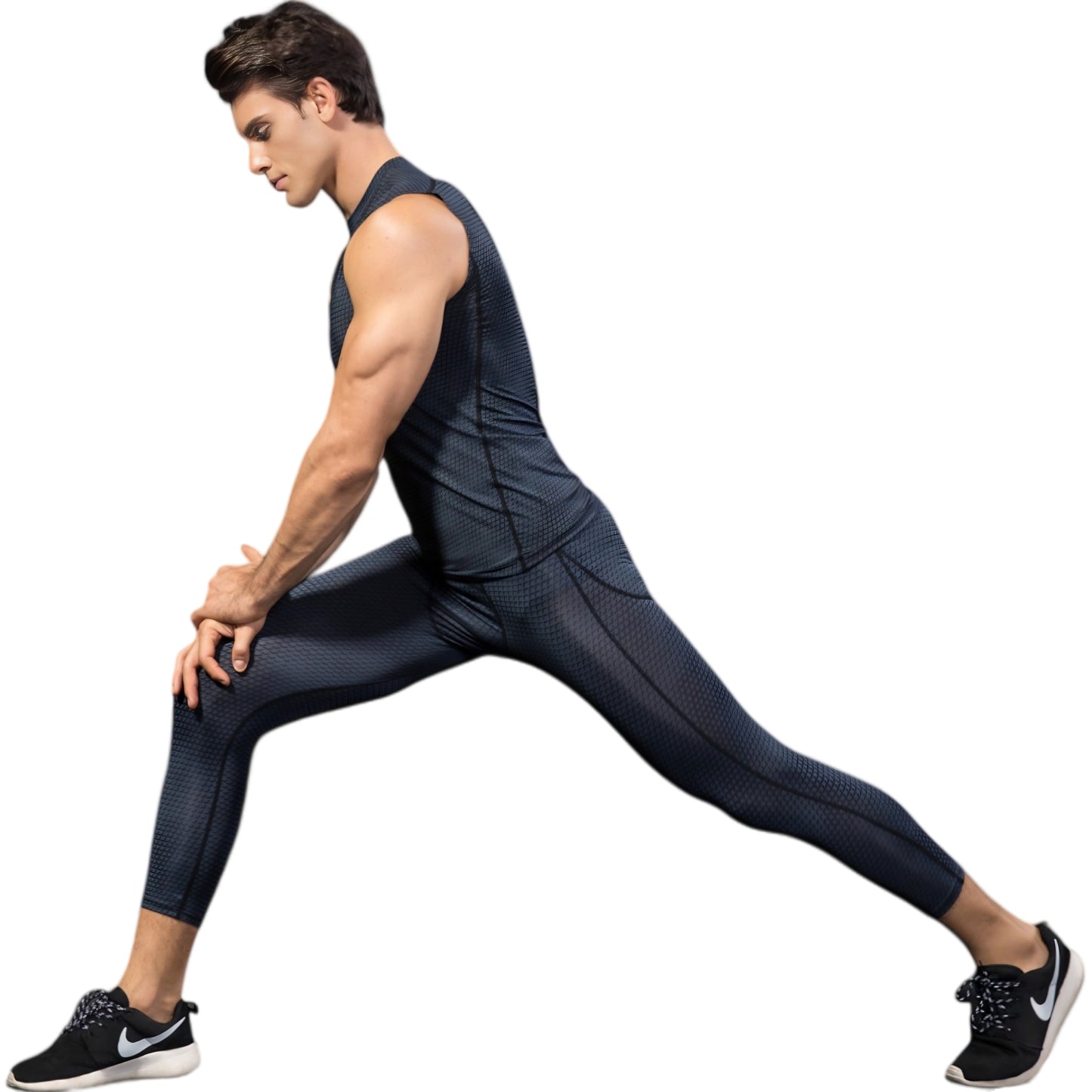 Anna-Kaci Active Men's Sleeveless Compression Workout Top with Textured Fabric and Fitted Athletic Cut