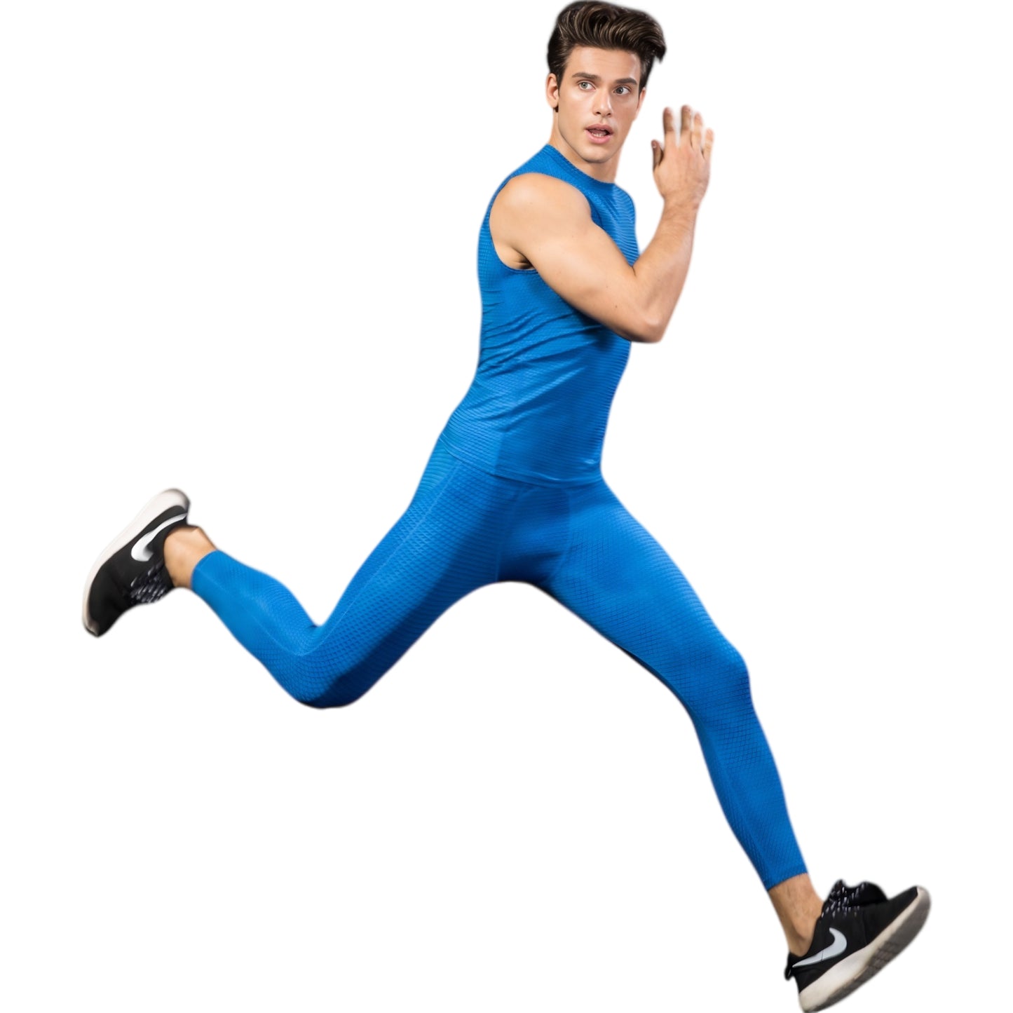 Anna-Kaci Active Men's Sleeveless Compression Workout Top with Textured Fabric and Fitted Athletic Cut