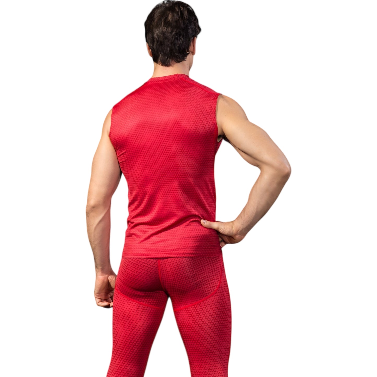 Anna-Kaci Active Men's Sleeveless Compression Workout Top with Textured Fabric and Fitted Athletic Cut
