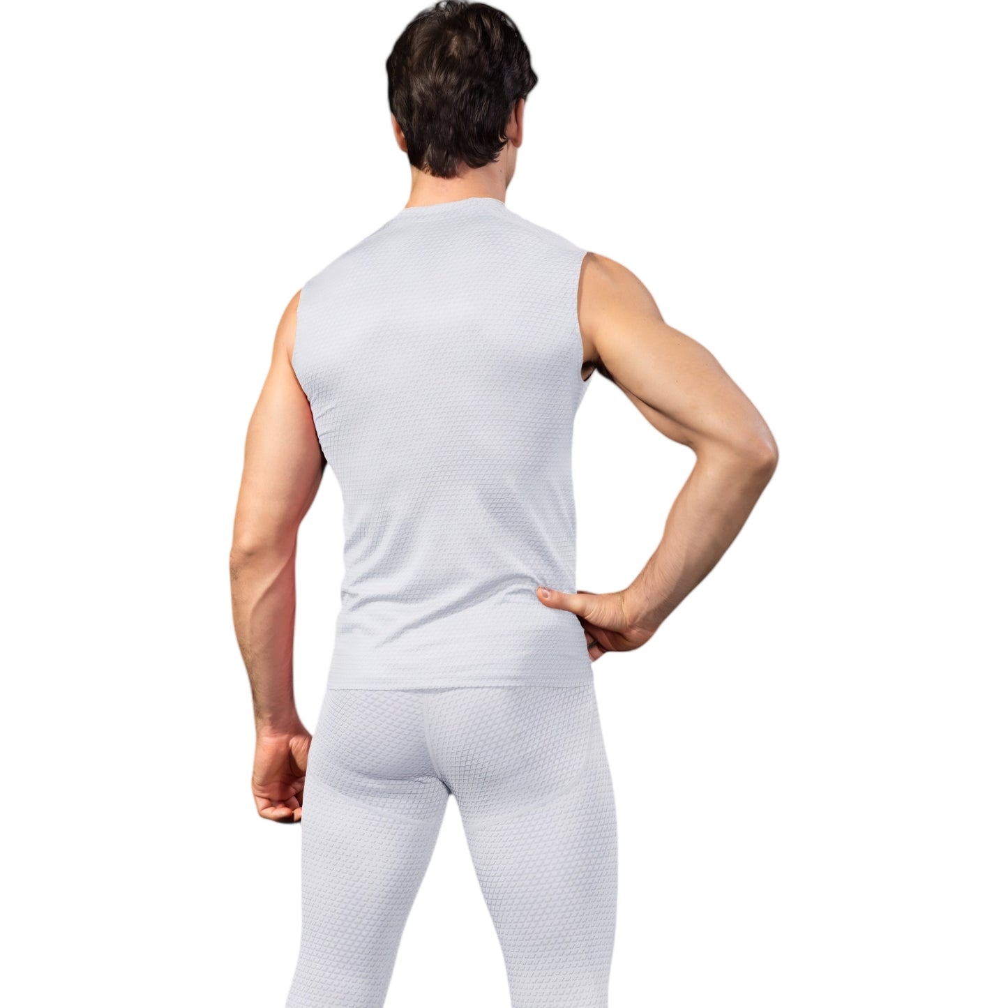 Anna-Kaci Active Men's Sleeveless Compression Workout Top with Textured Fabric and Fitted Athletic Cut