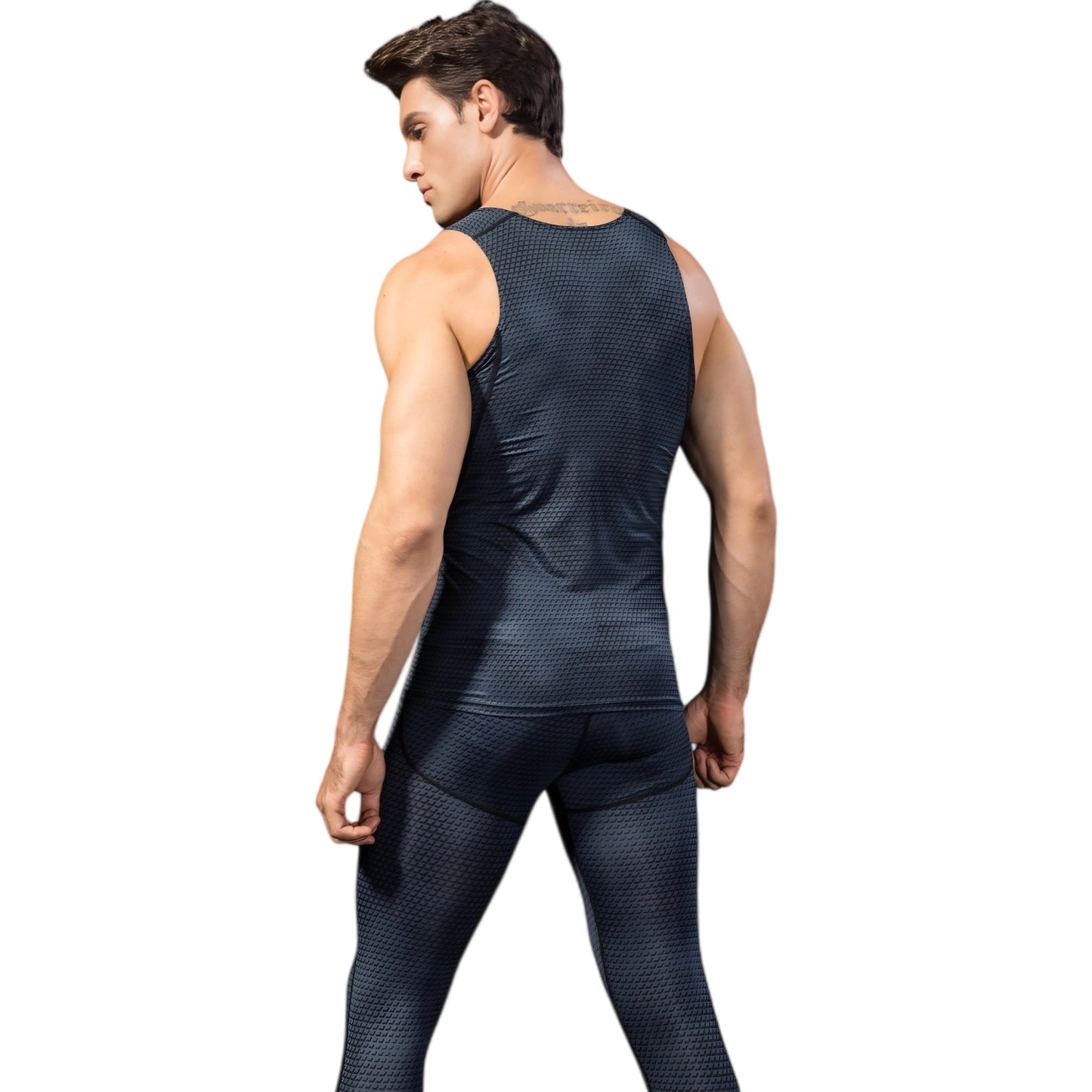 Anna-Kaci Active Men's Sleeveless Compression Tank Top with Textured Fabric and Scoop Neckline