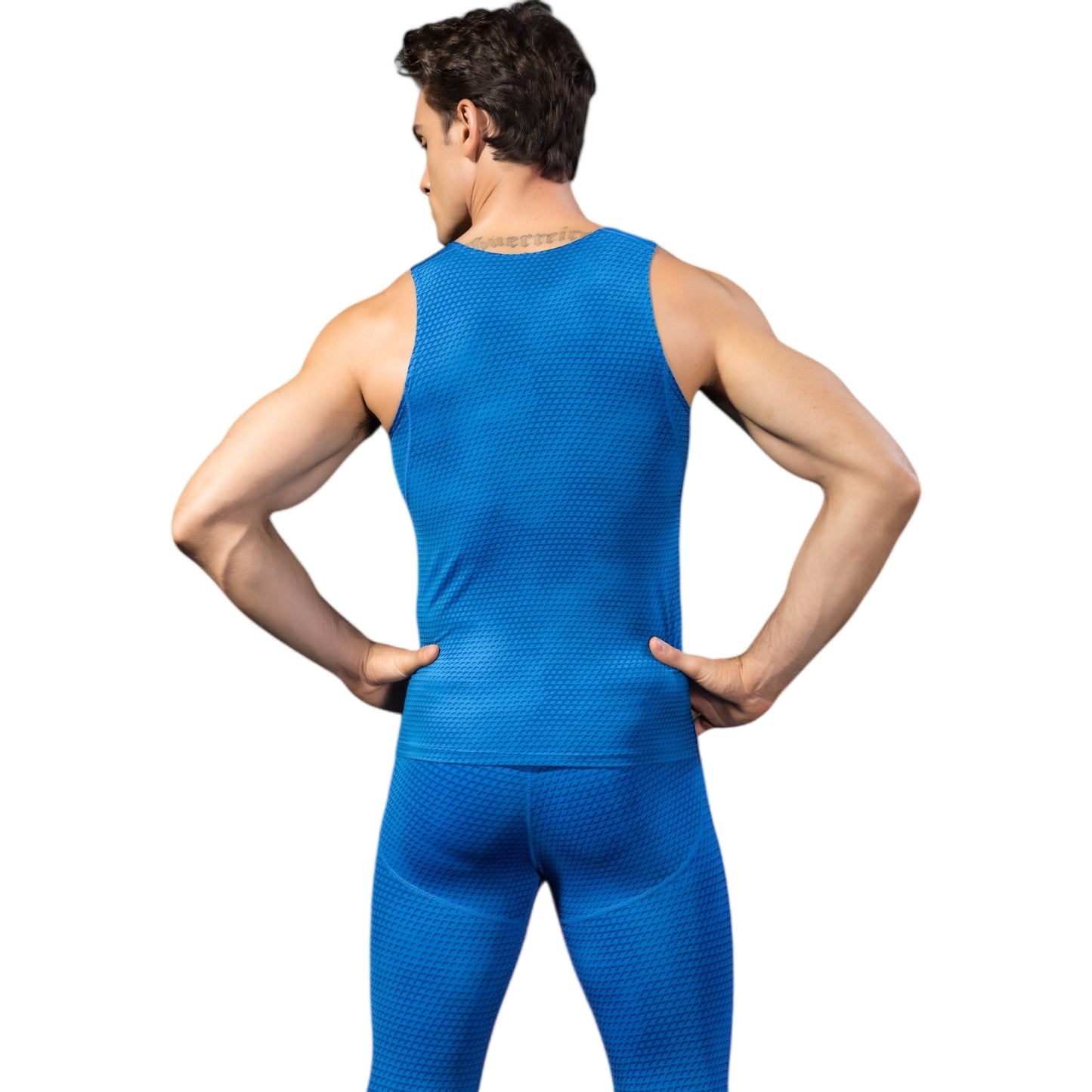 Anna-Kaci Active Men's Sleeveless Compression Tank Top with Textured Fabric and Scoop Neckline