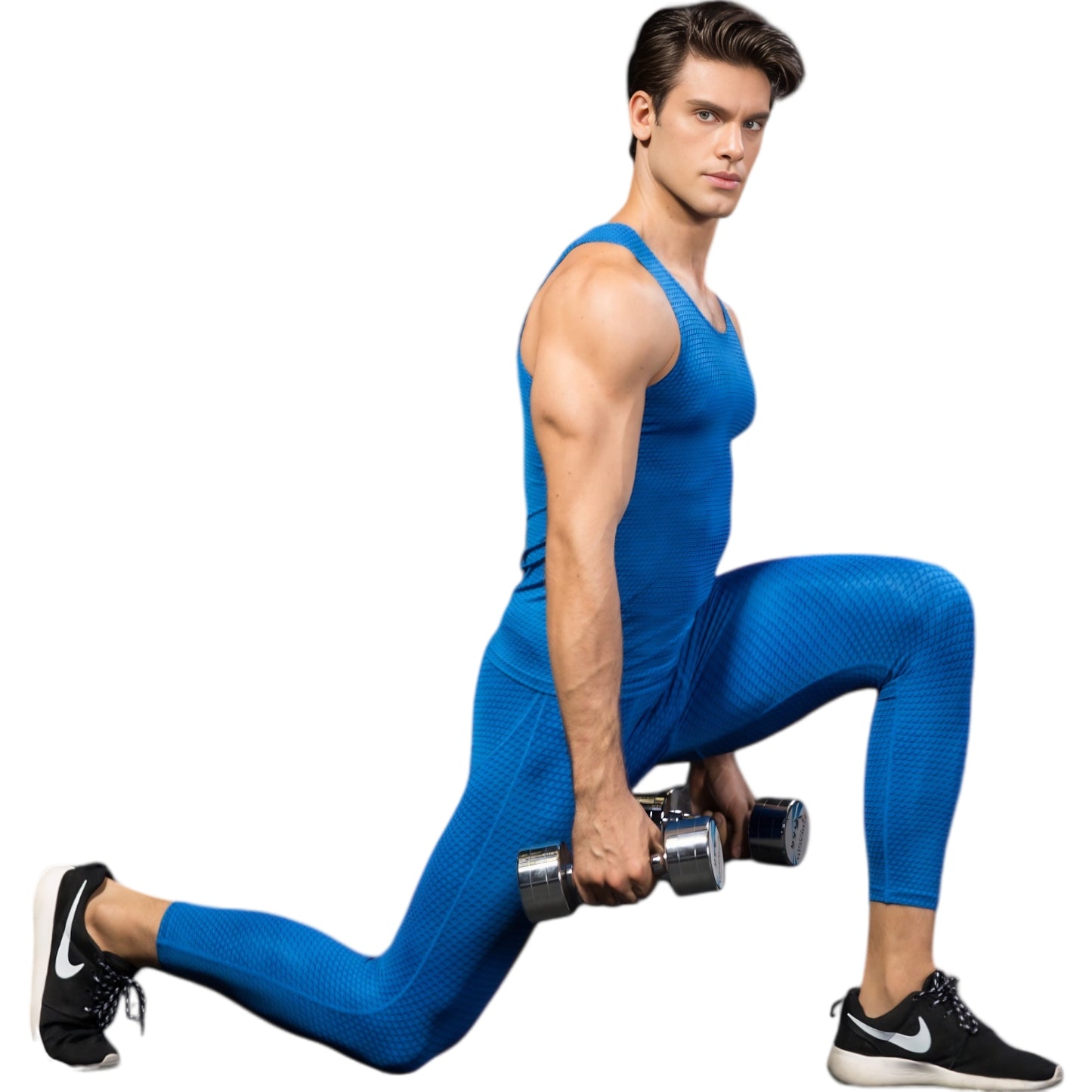 Anna-Kaci Active Men's Sleeveless Compression Tank Top with Textured Fabric and Scoop Neckline